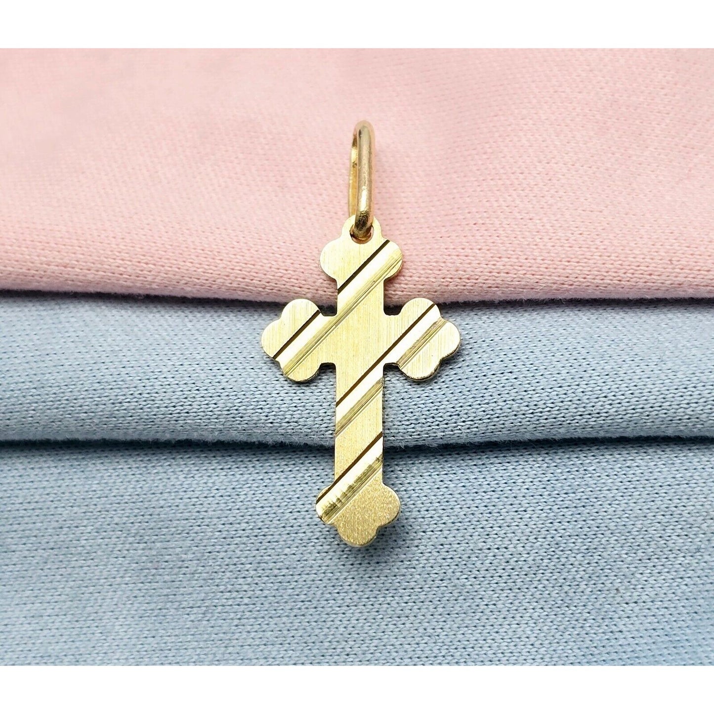 14K Yellow Gold Religious Italy Made Cross Charm Pendant