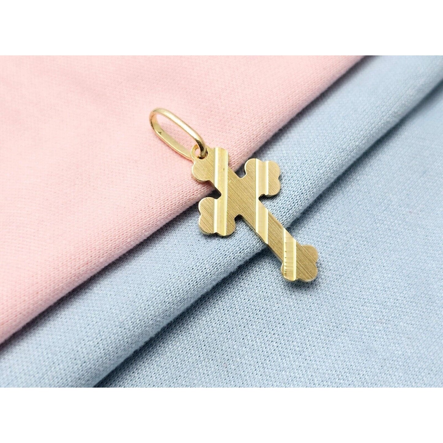 14K Yellow Gold Religious Italy Made Cross Charm Pendant