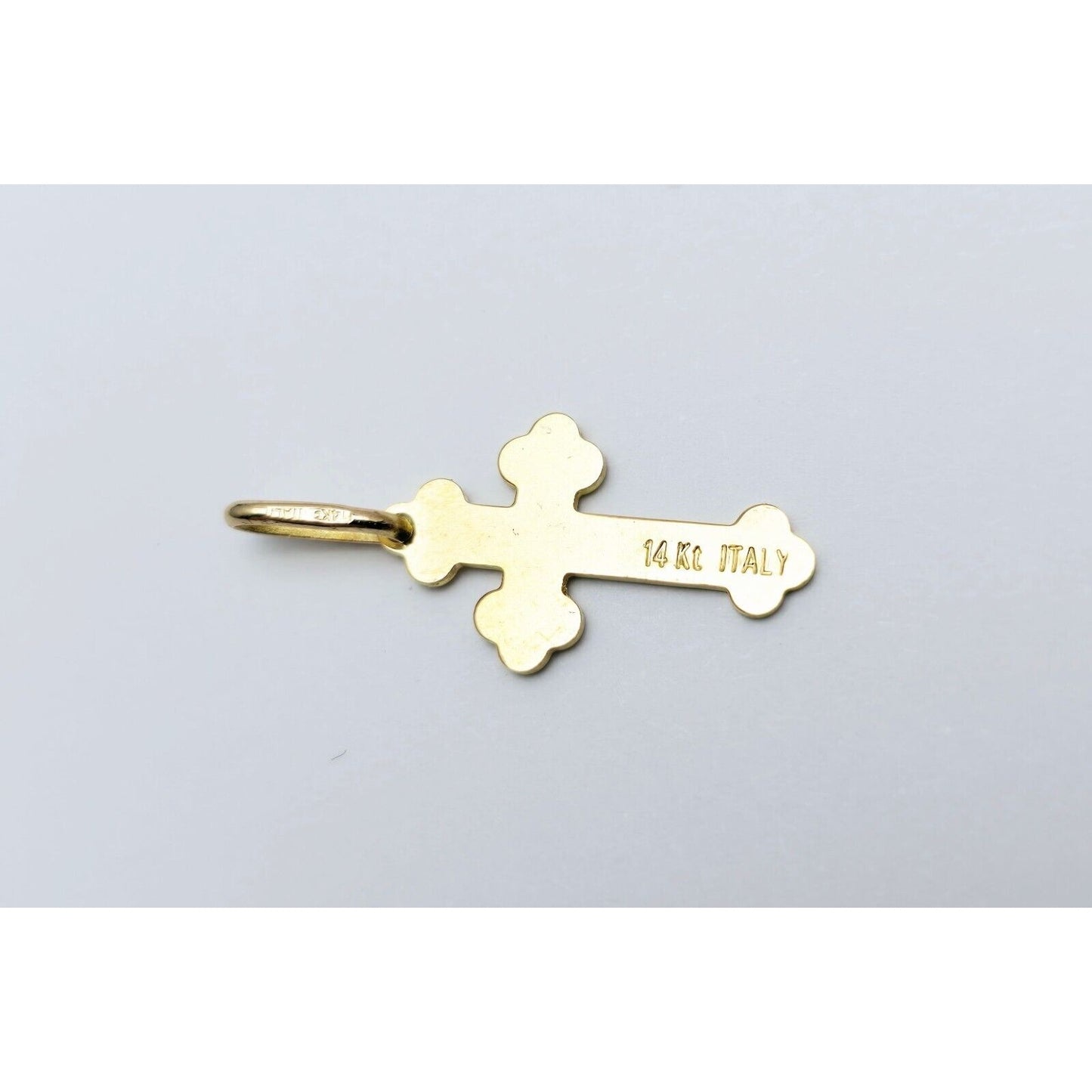 14K Yellow Gold Religious Italy Made Cross Charm Pendant