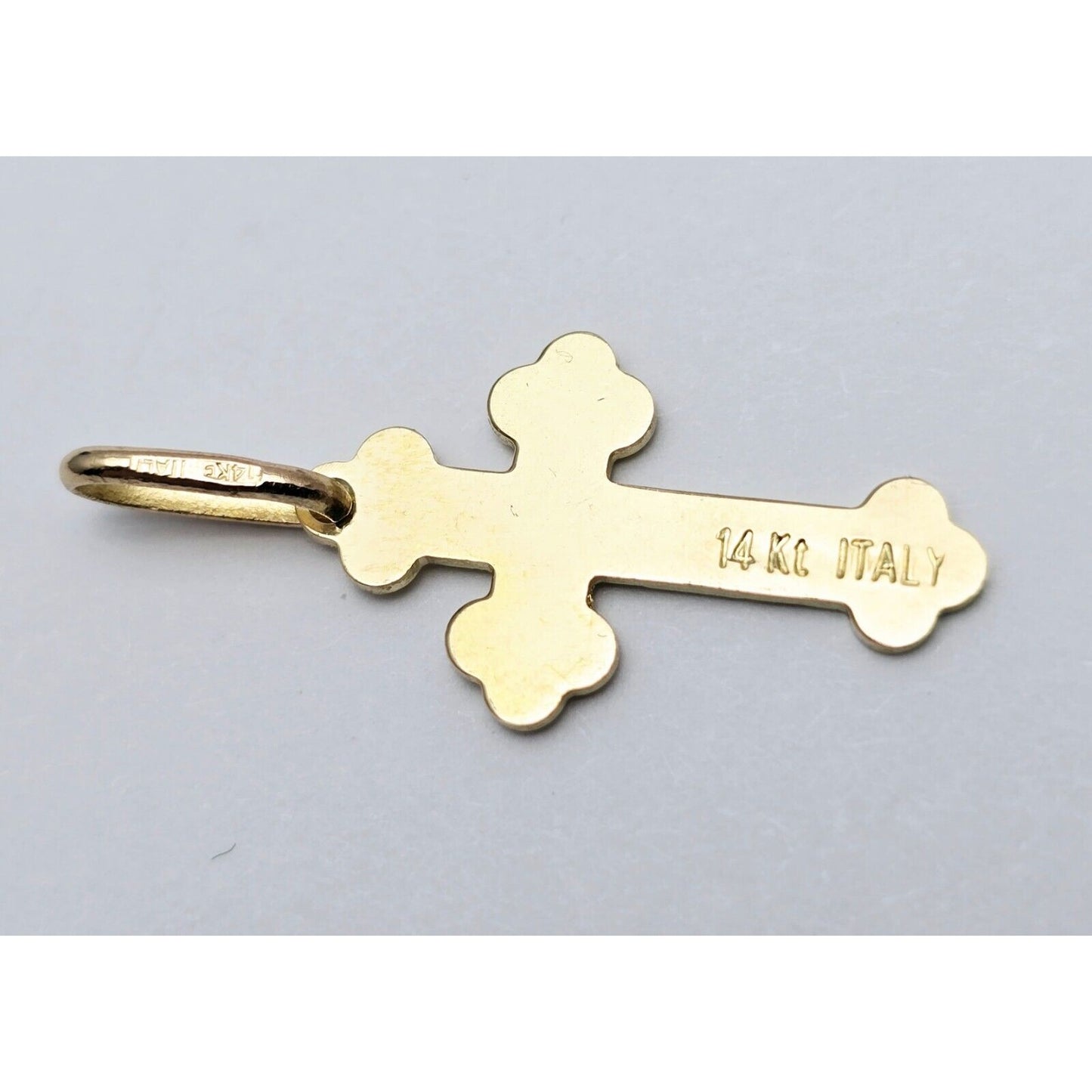 14K Yellow Gold Religious Italy Made Cross Charm Pendant
