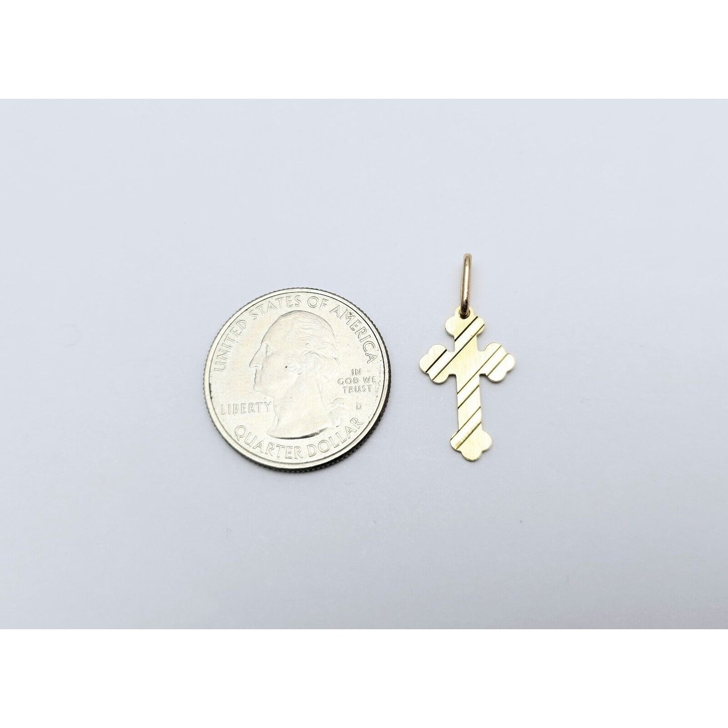 14K Yellow Gold Religious Italy Made Cross Charm Pendant