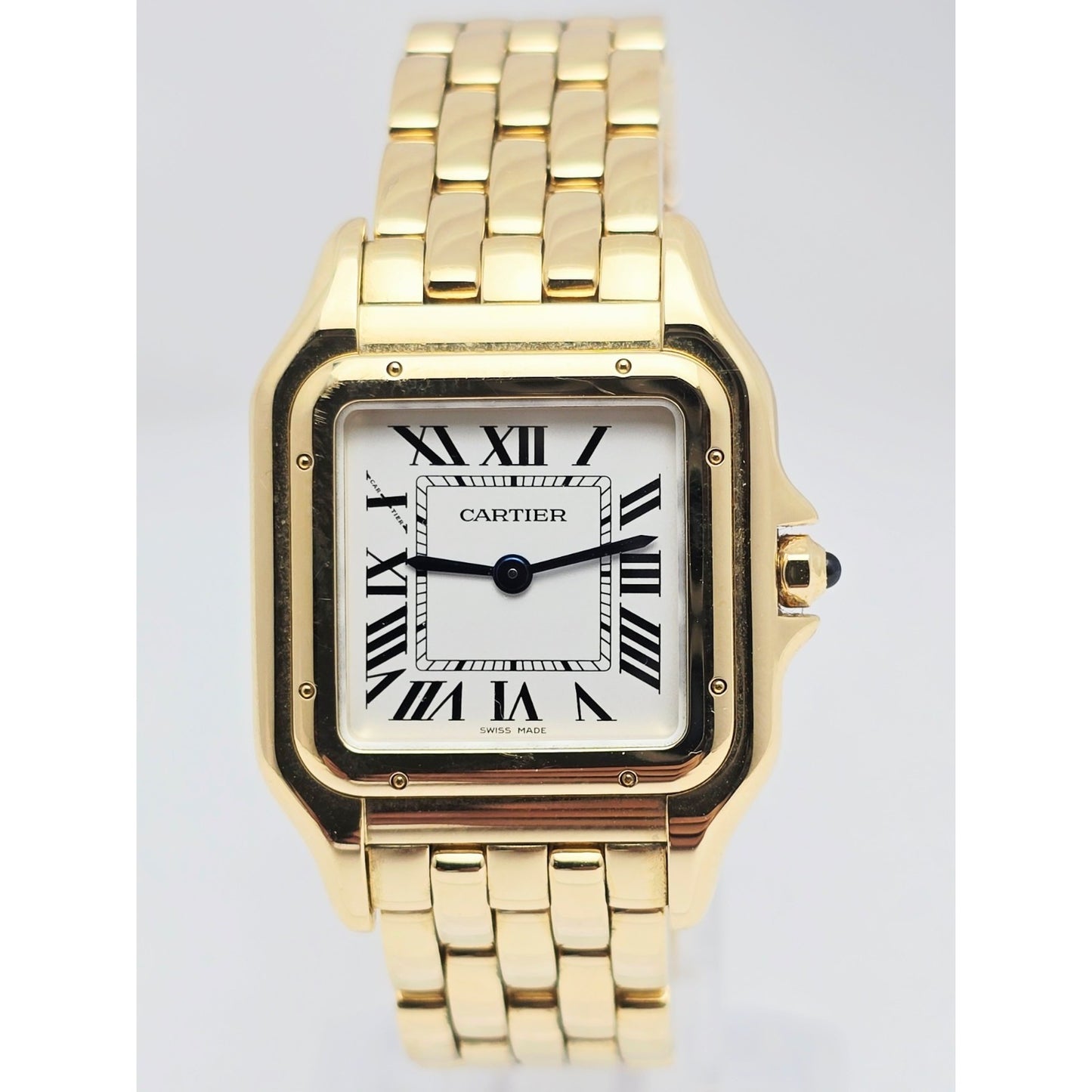 Cartier Panthere 18k Yellow Gold 27mm Silver Roman Dial WGPN0009 4014 Watch