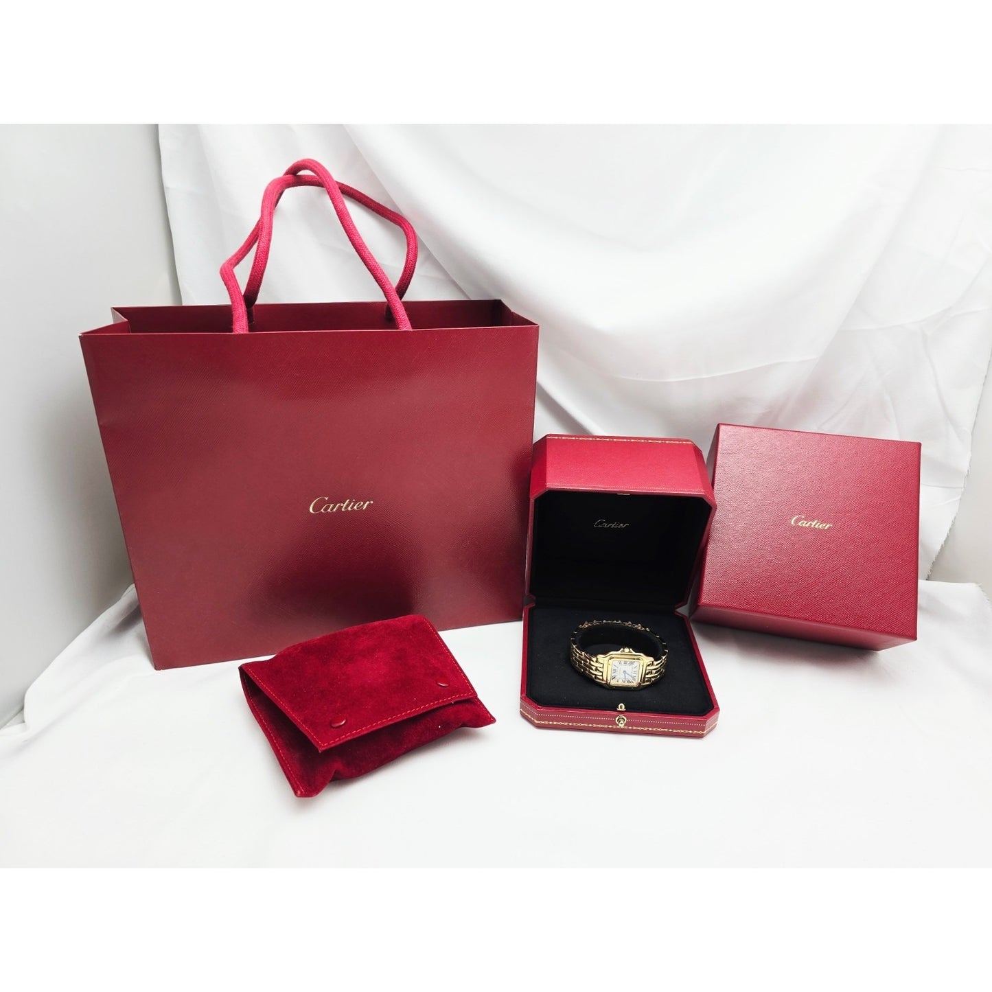 Cartier Panthere 18k Yellow Gold 27mm Silver Roman Dial WGPN0009 4014 Watch