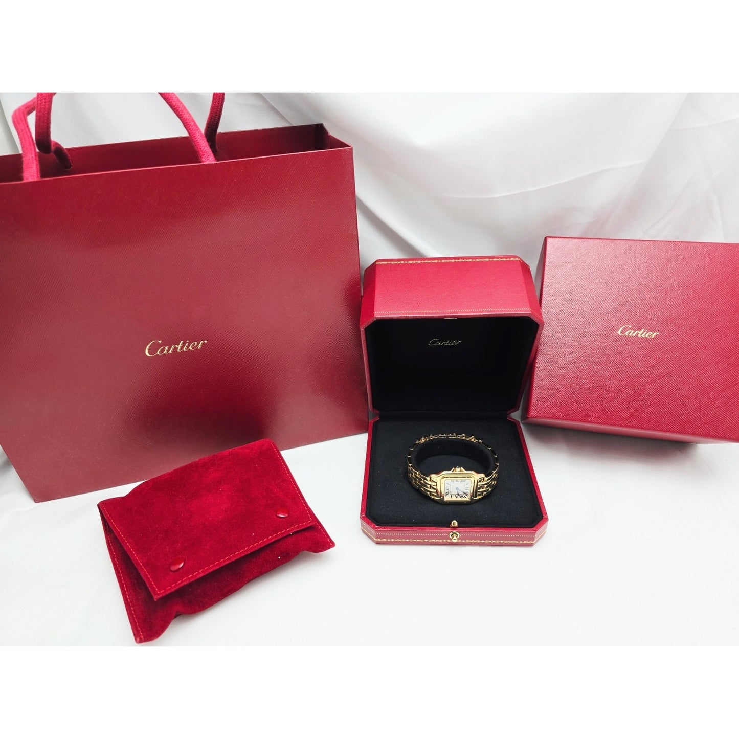 Cartier Panthere 18k Yellow Gold 27mm Silver Roman Dial WGPN0009 4014 Watch