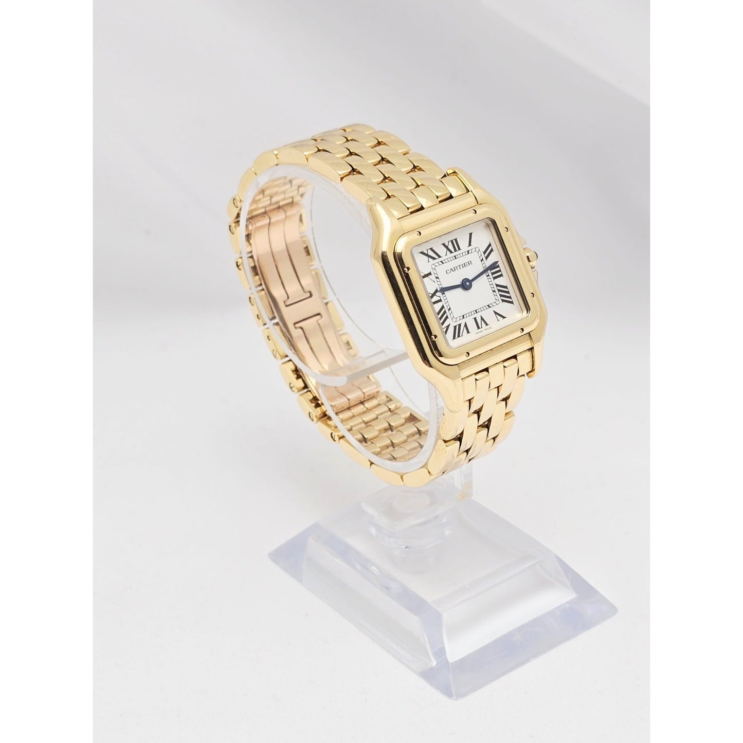 Cartier Panthere 18k Yellow Gold 27mm Silver Roman Dial WGPN0009 4014 Watch