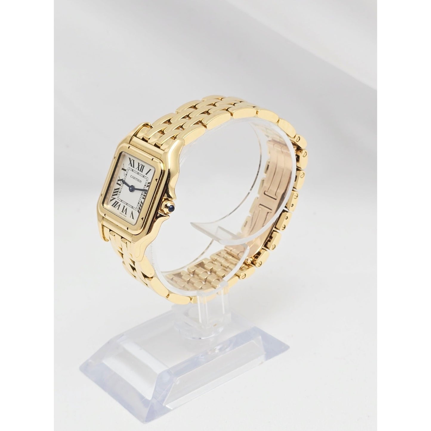 Cartier Panthere 18k Yellow Gold 27mm Silver Roman Dial WGPN0009 4014 Watch