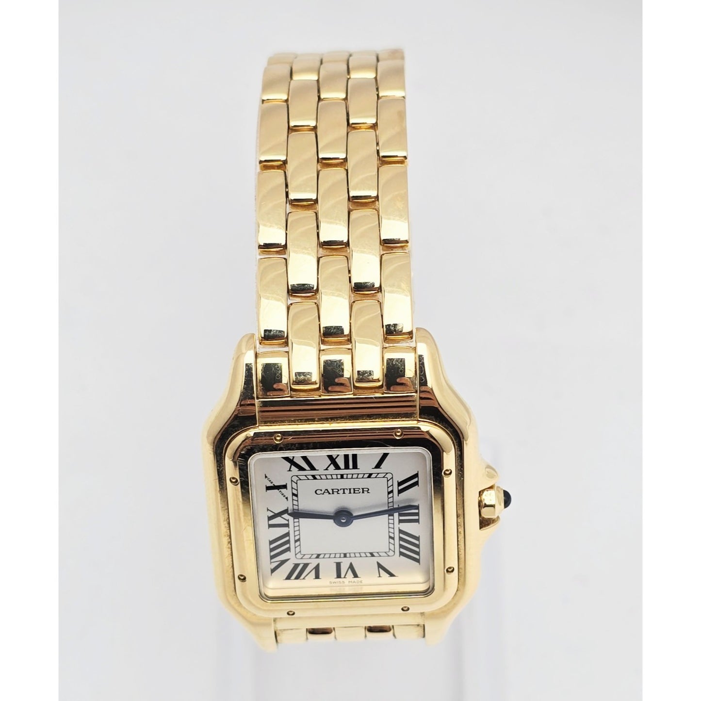Cartier Panthere 18k Yellow Gold 27mm Silver Roman Dial WGPN0009 4014 Watch