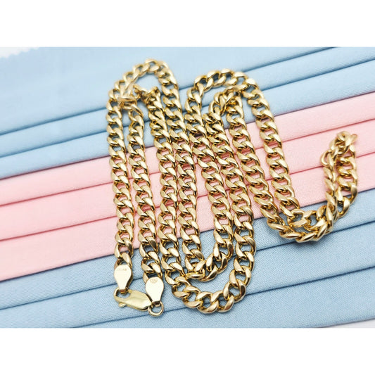 10K Yellow Gold Cuban Link Chain Necklace Italy