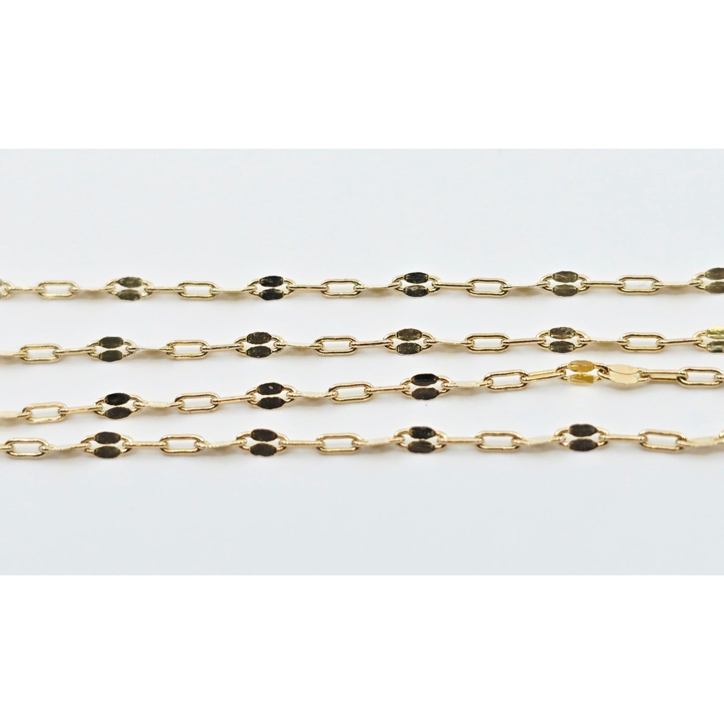 14K Yellow Gold Mirror Anchor Cable Link Chain Necklace