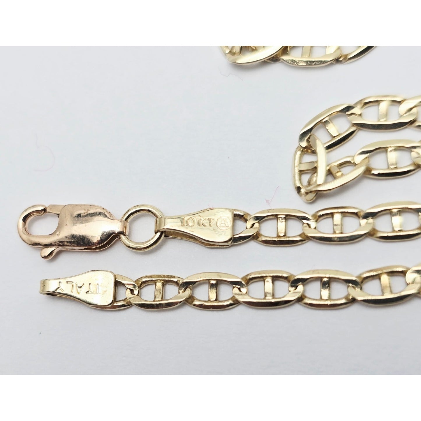 10K Yellow Gold Mariner Link Chain Necklace Italy