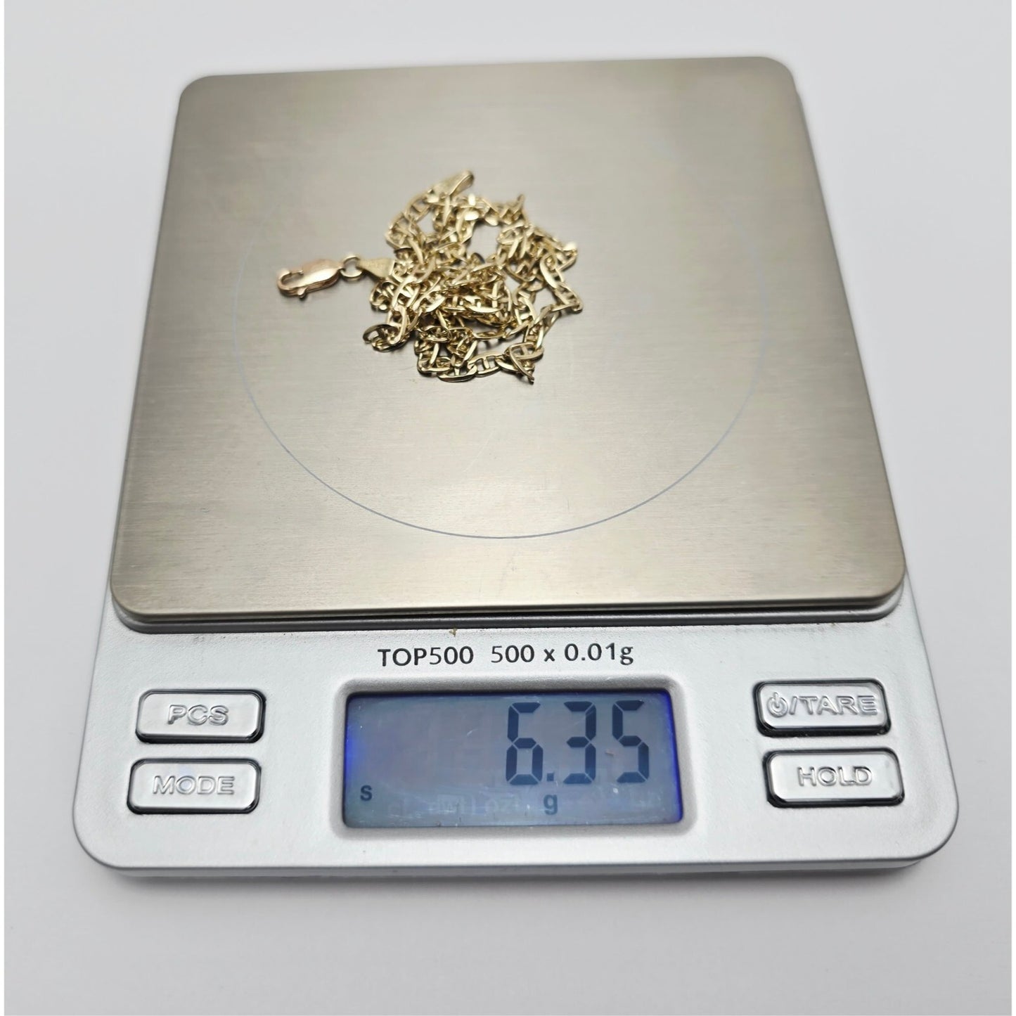 10K Yellow Gold Mariner Link Chain Necklace Italy