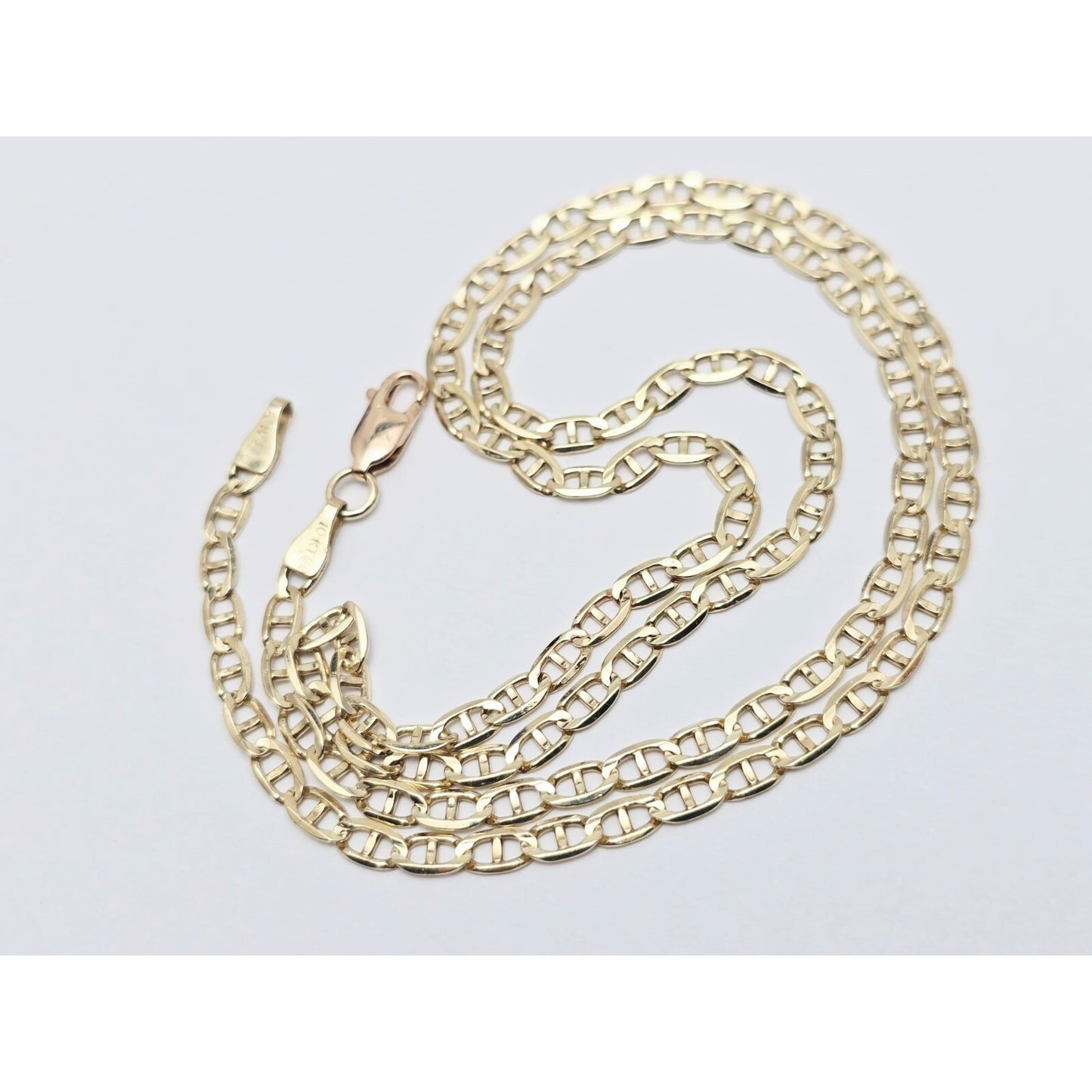 10K Yellow Gold Mariner Link Chain Necklace Italy