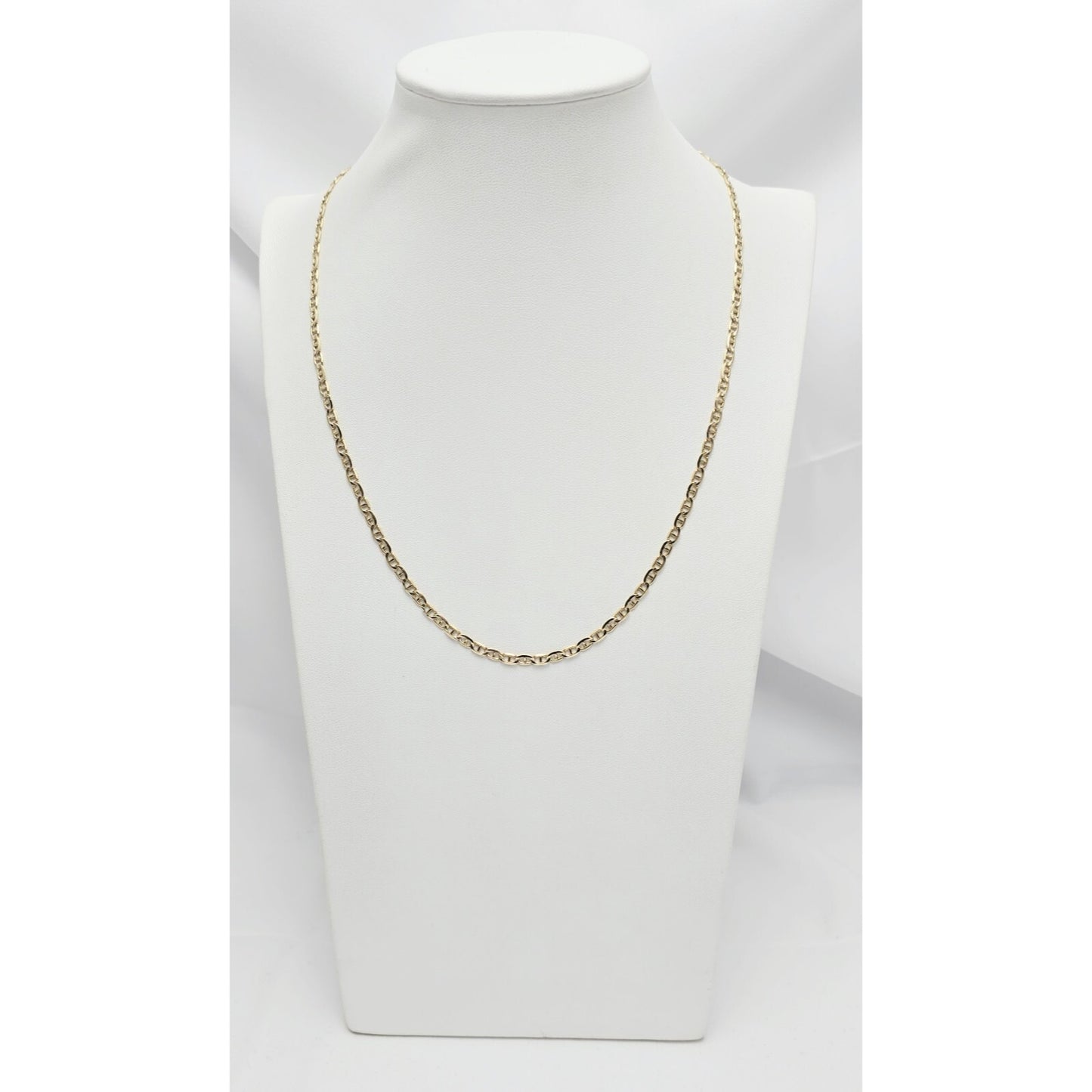 10K Yellow Gold Mariner Link Chain Necklace Italy