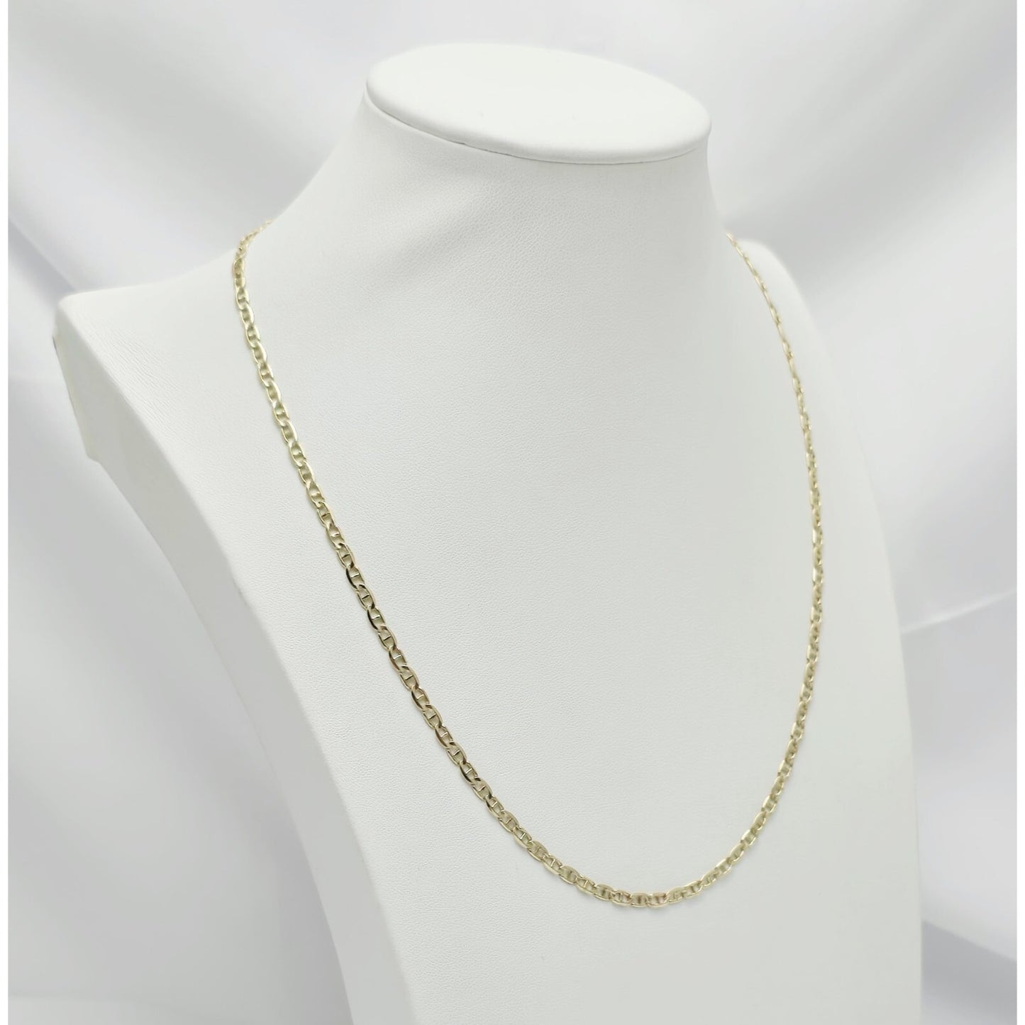 10K Yellow Gold Mariner Link Chain Necklace Italy
