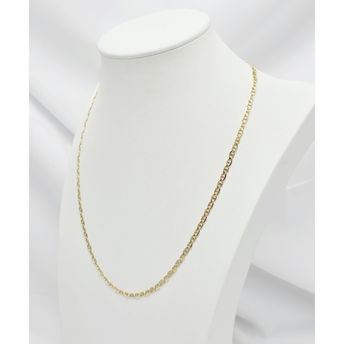10K Yellow Gold Mariner Link Chain Necklace Italy