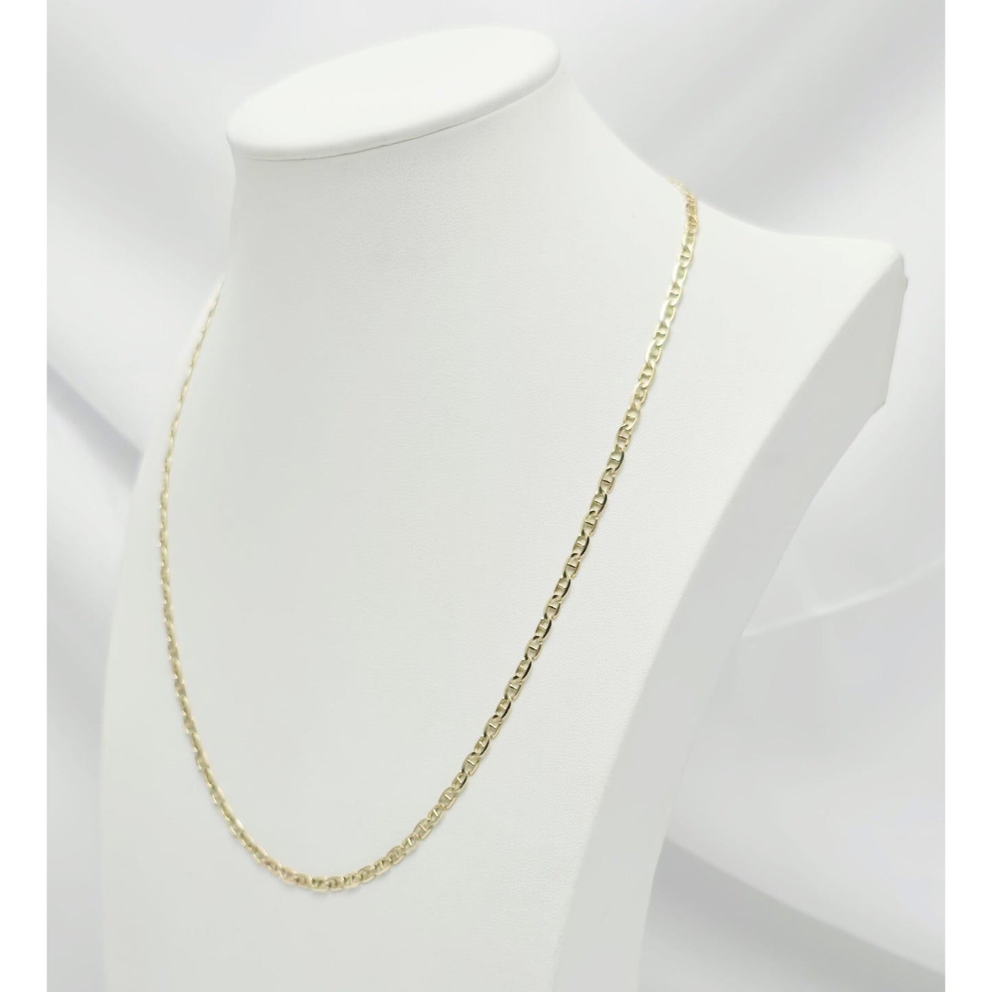 10K Yellow Gold Mariner Link Chain Necklace Italy