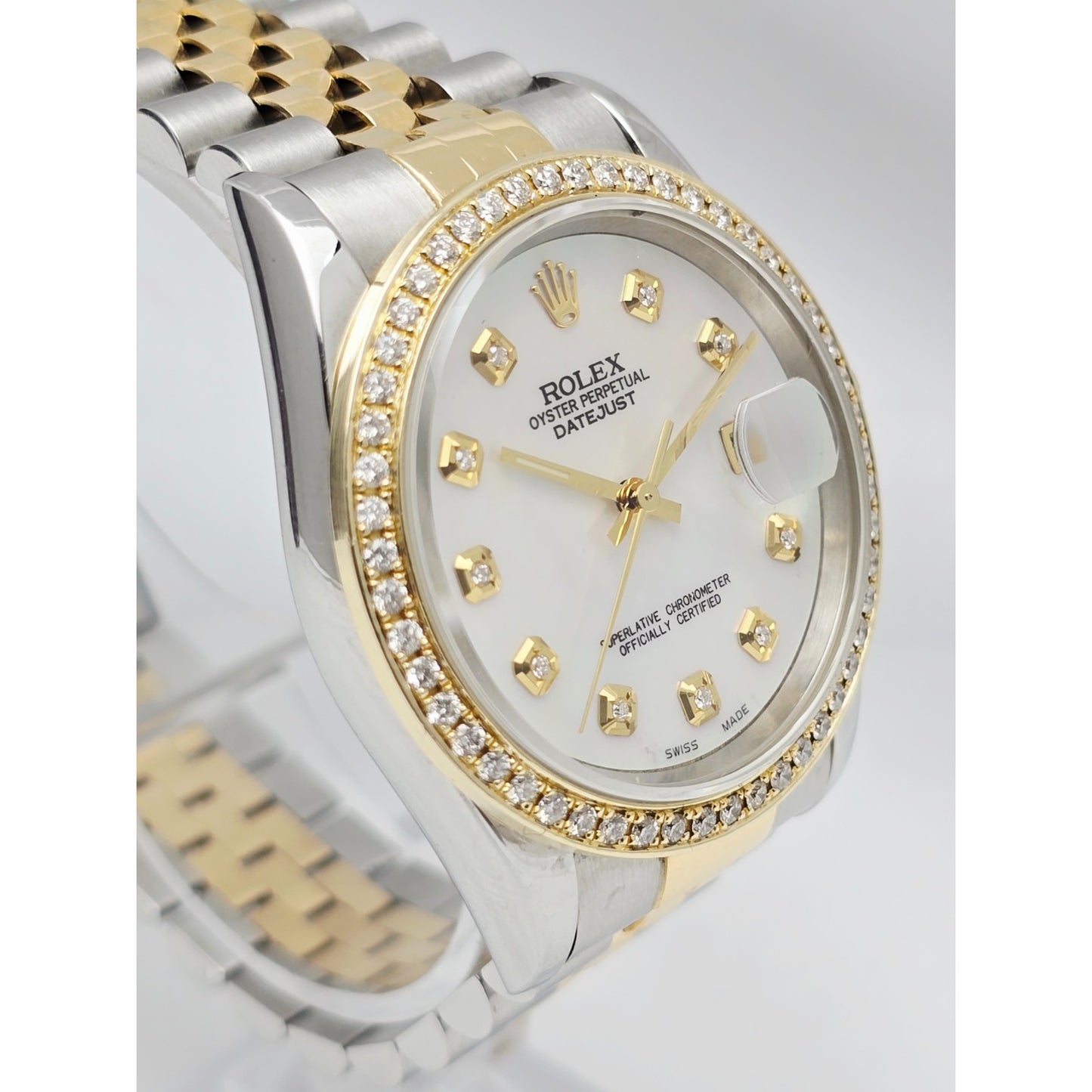1996 Rolex 16233 36mm Mother of Pearl Dial Diamond Bezel 18K Jubilee & Steel