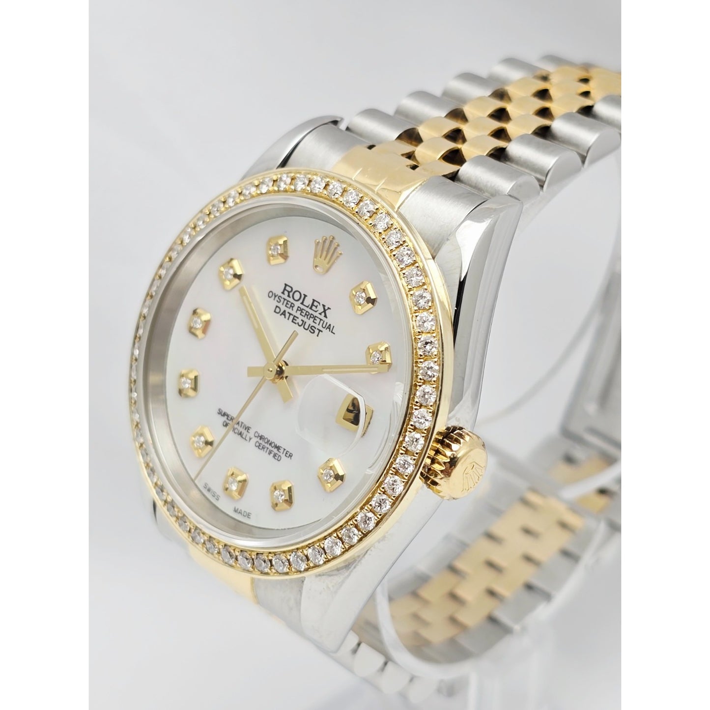 1996 Rolex 16233 36mm Mother of Pearl Dial Diamond Bezel 18K Jubilee & Steel