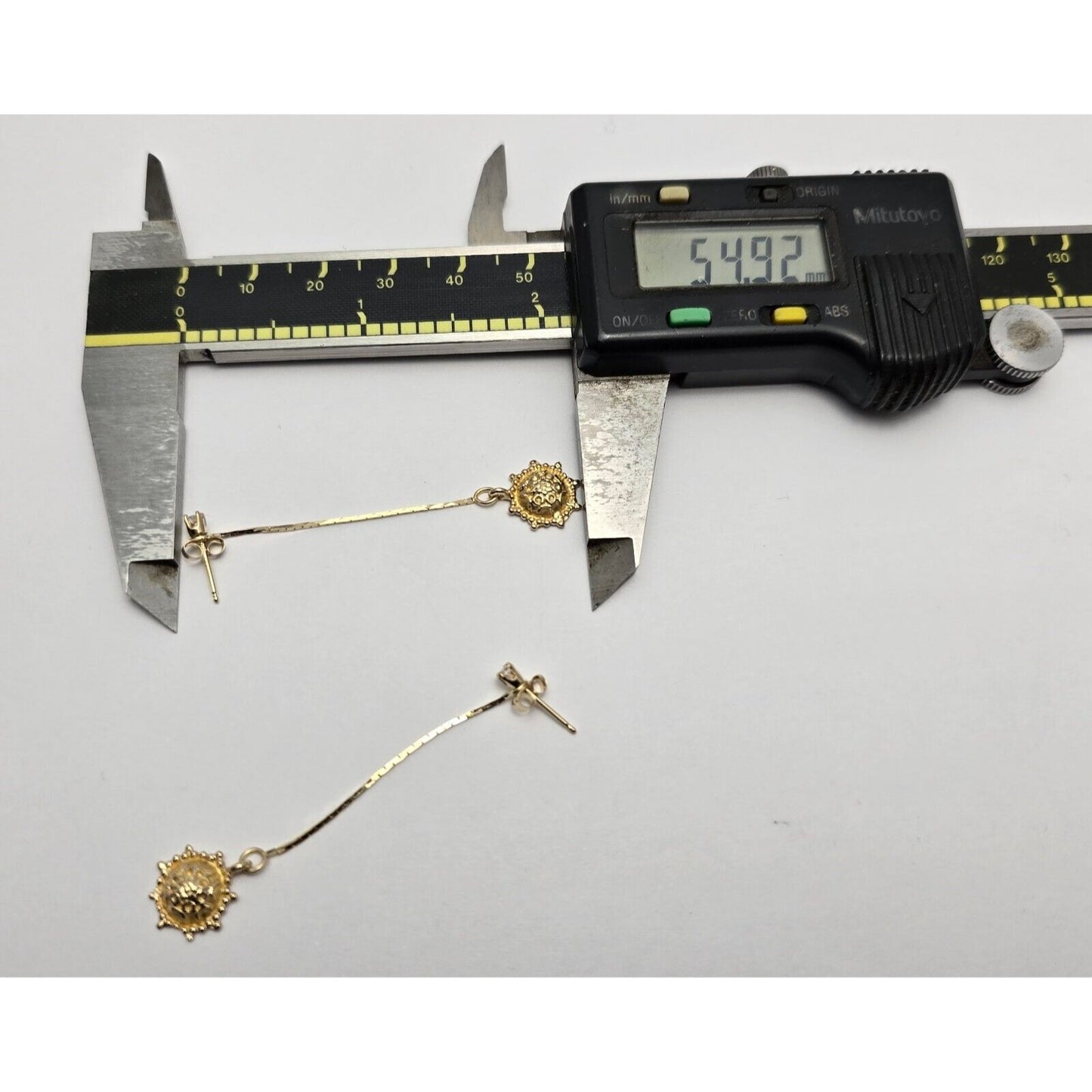 14K Yellow Gold Dangle Drop Sun Diamond Jacket Stud Earrings