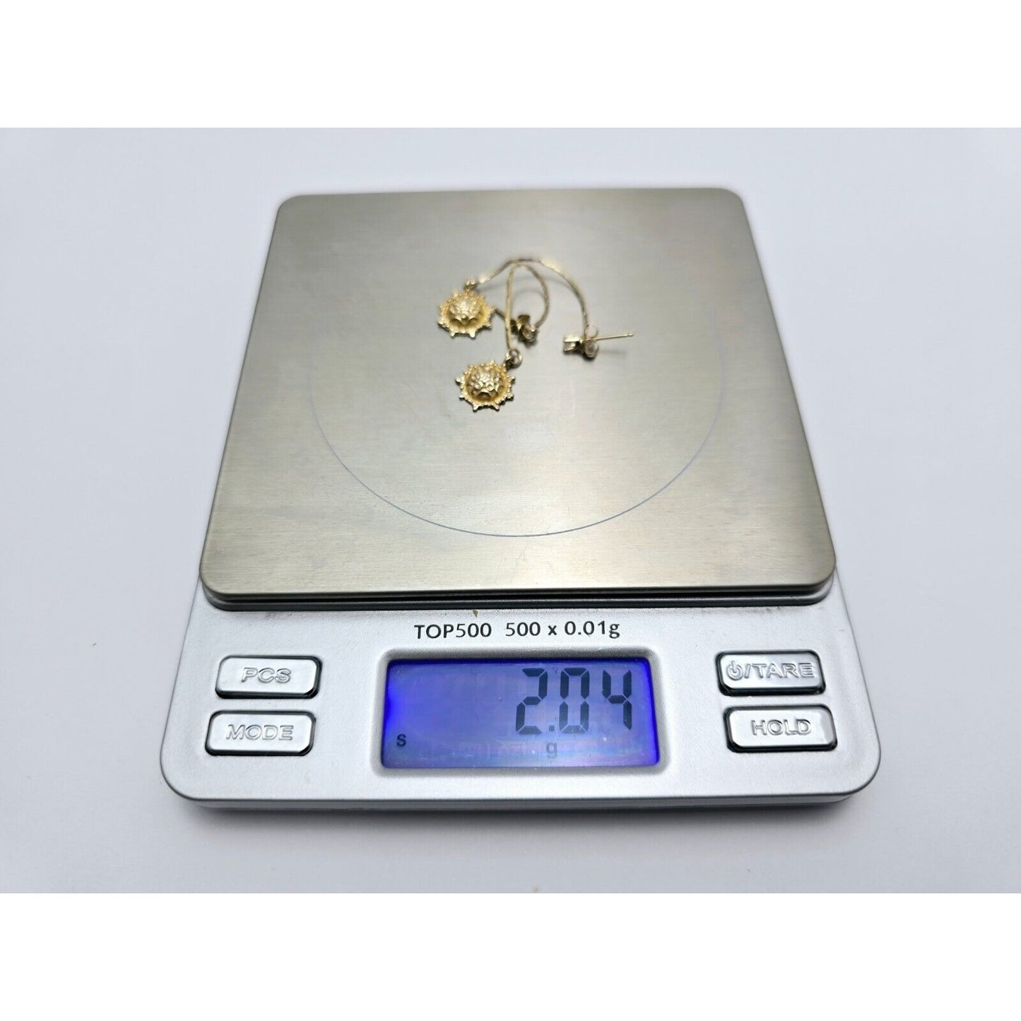 14K Yellow Gold Dangle Drop Sun Diamond Jacket Stud Earrings