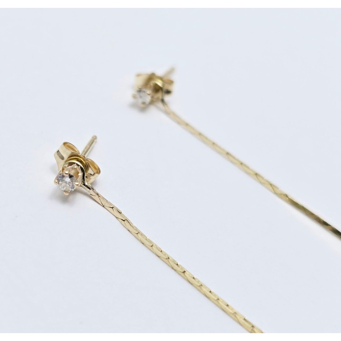 14K Yellow Gold Dangle Drop Sun Diamond Jacket Stud Earrings