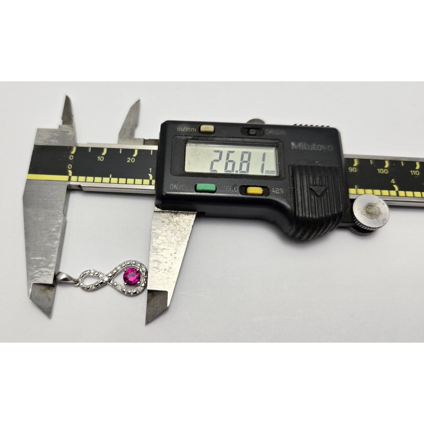 10K White Gold Diamond & Ruby Infinity Charm Pendant