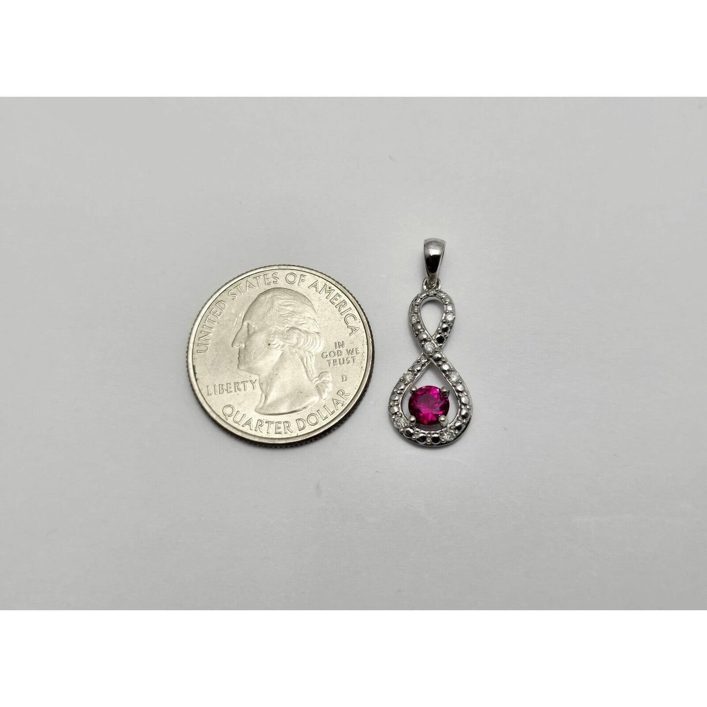 10K White Gold Diamond & Ruby Infinity Charm Pendant