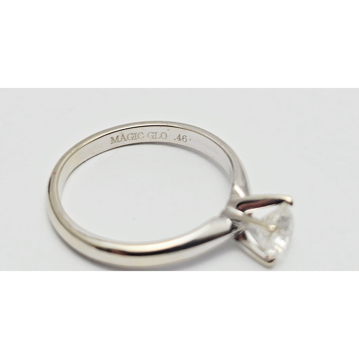 Magic Glo 14K White Gold Engagement Wedding Solitaire Round Cut Diamond Ring