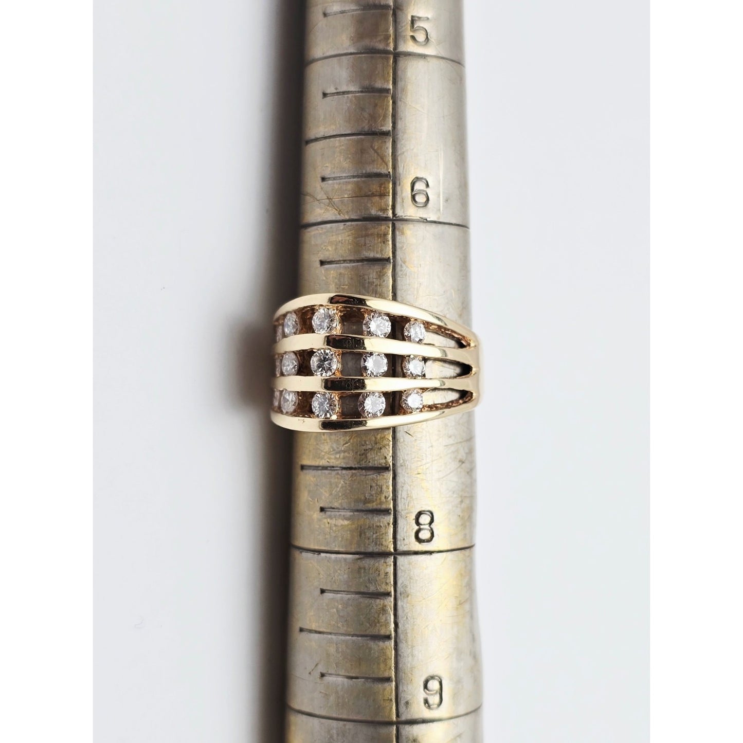 14K Yellow Gold Channel Set Round Diamond Ring