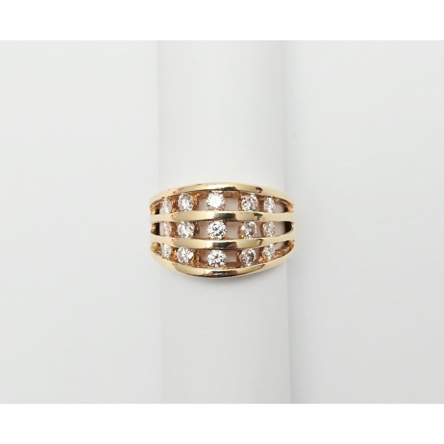 14K Yellow Gold Channel Set Round Diamond Ring