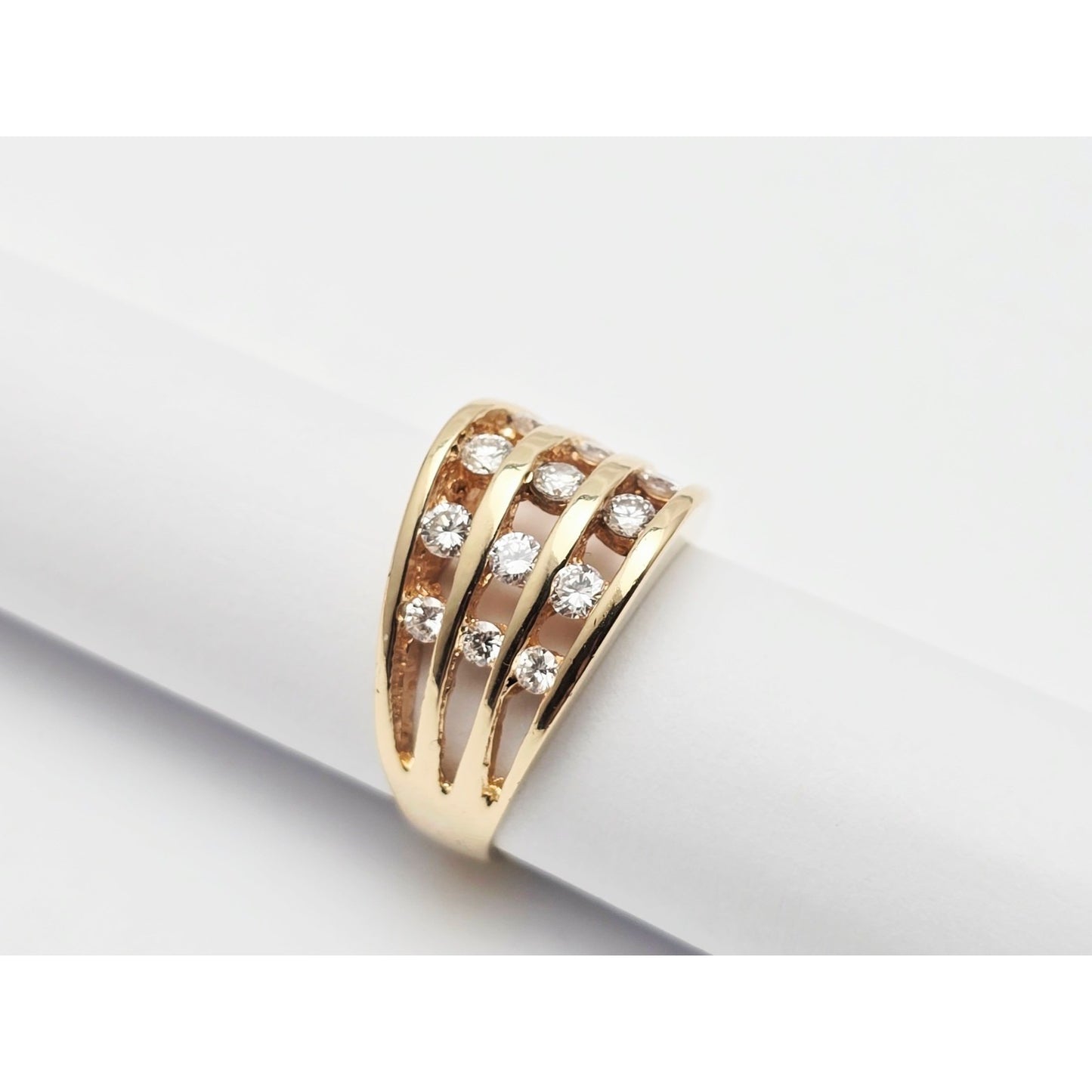 14K Yellow Gold Channel Set Round Diamond Ring