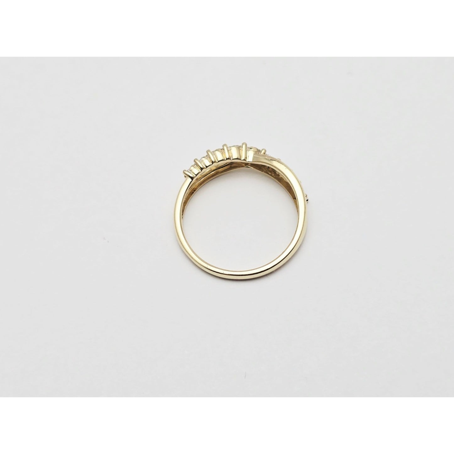 Zamels 9K Solid Two Tone Gold Crossover Round Diamond Ring
