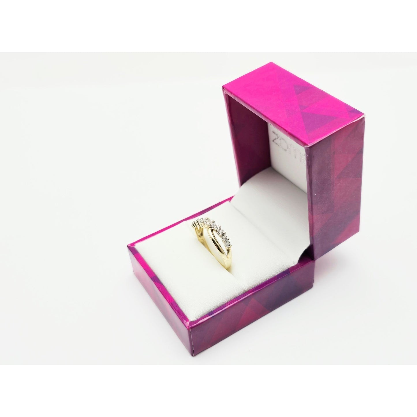 Zamels 9K Solid Two Tone Gold Crossover Round Diamond Ring