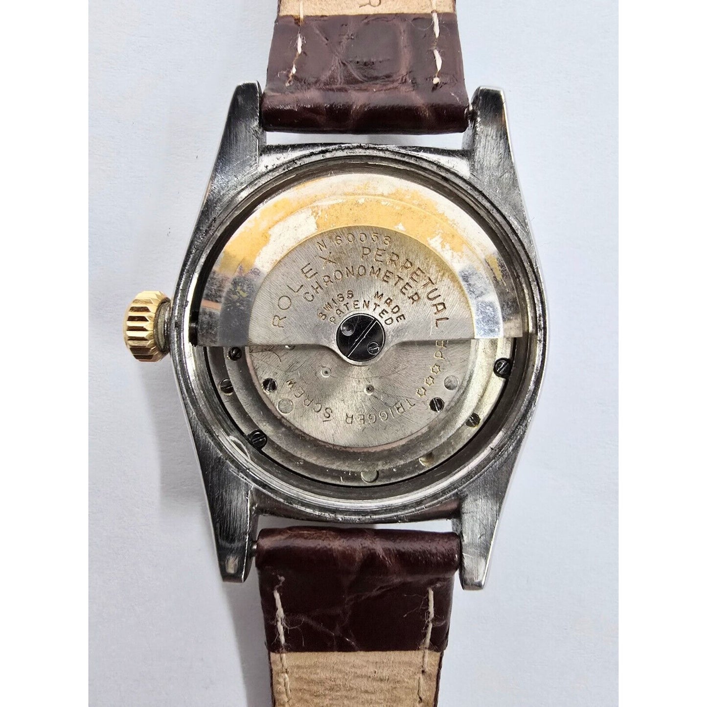 Vintage 1940s Rolex Oyster Perpetual 14K Gold & Steel 5052 5009 Bubbleback