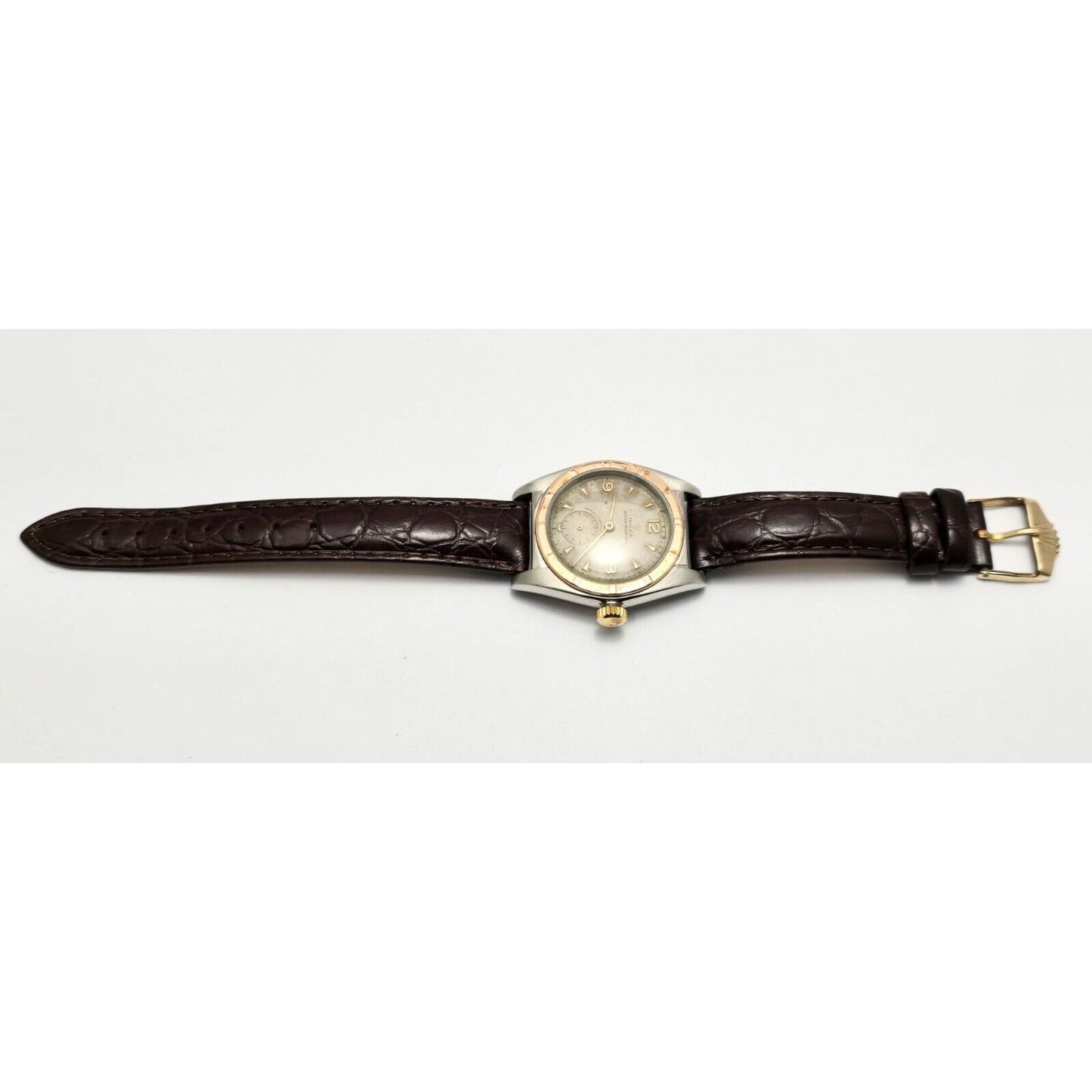 Vintage 1940s Rolex Oyster Perpetual 14K Gold & Steel 5052 5009 Bubbleback
