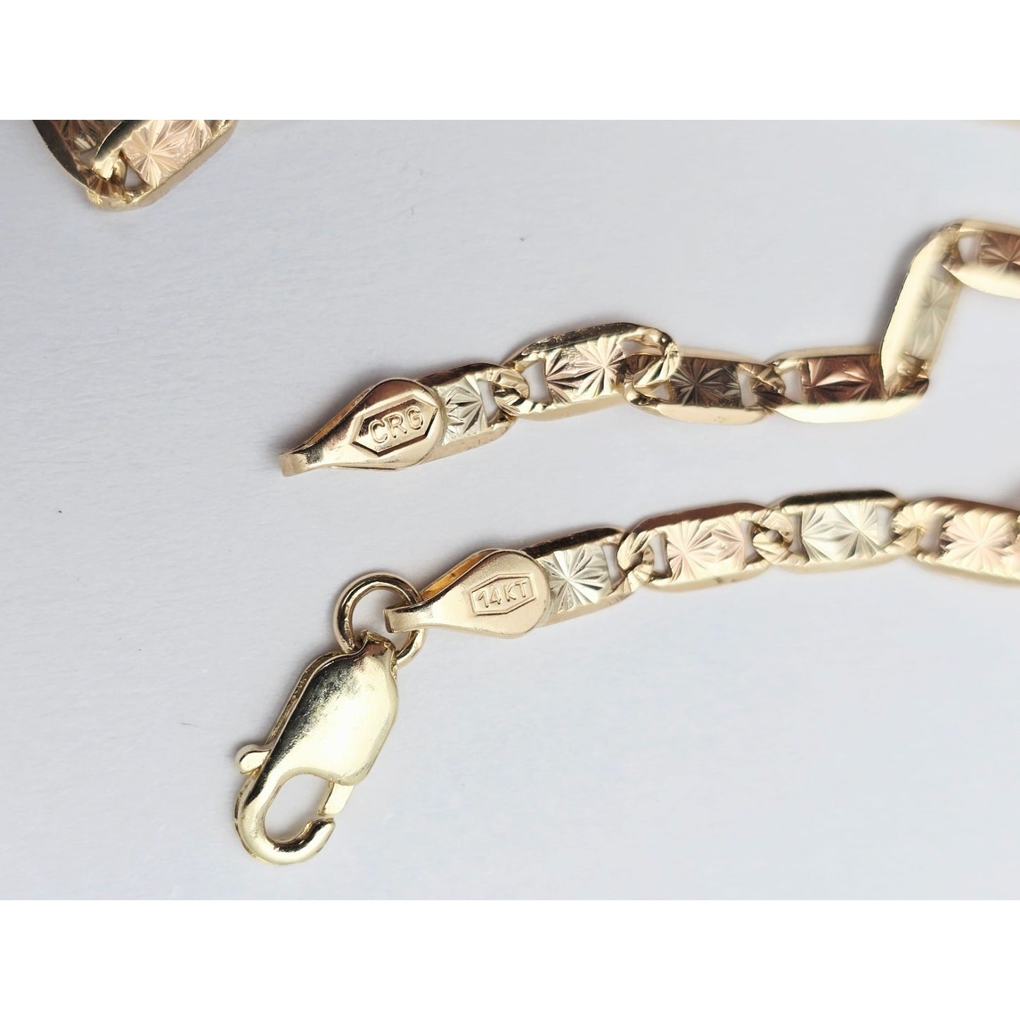 14K Two Tone Gold Diamond Cut Valentino Link Chain Necklace