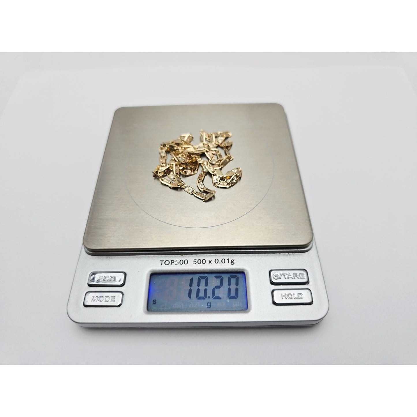 14K Two Tone Gold Diamond Cut Valentino Link Chain Necklace