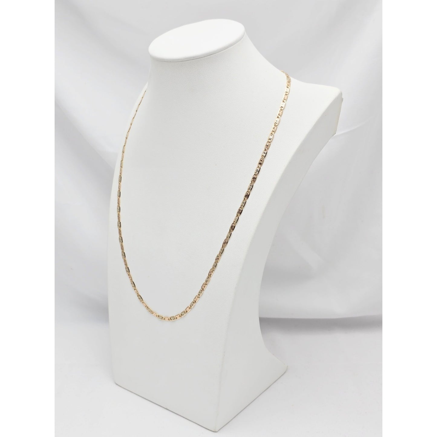 14K Two Tone Gold Diamond Cut Valentino Link Chain Necklace
