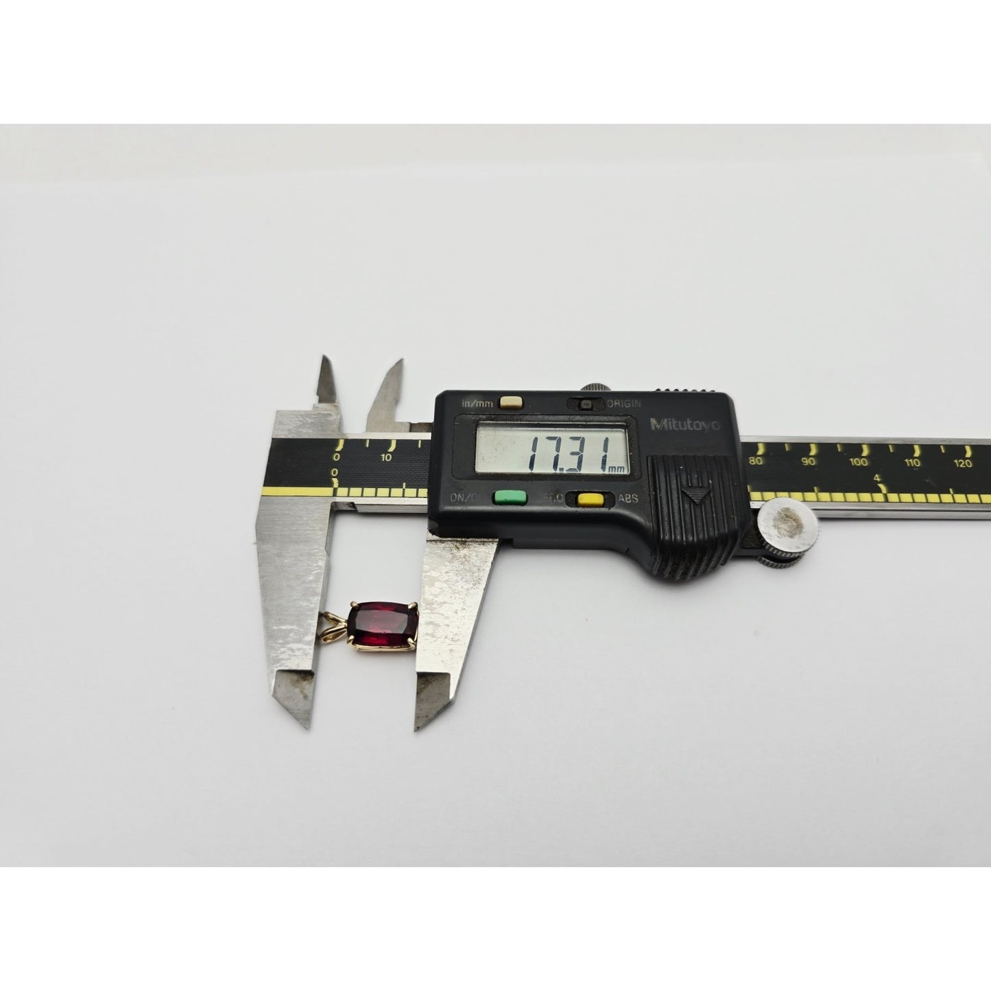 14K Yellow Gold Rectangle Cushion Cut Garnet Charm Pendant