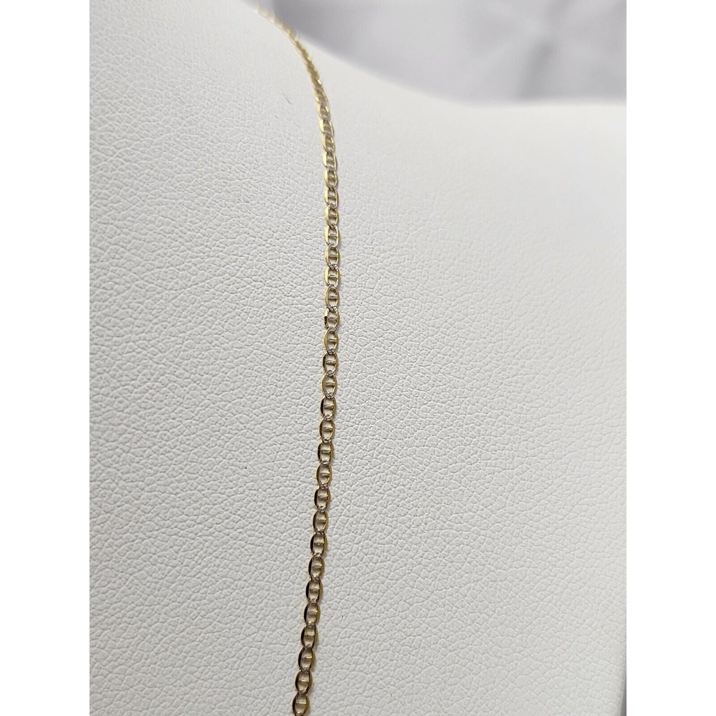 14K Two Tone Gold Diamond Cut Mariner Link Chain Necklace