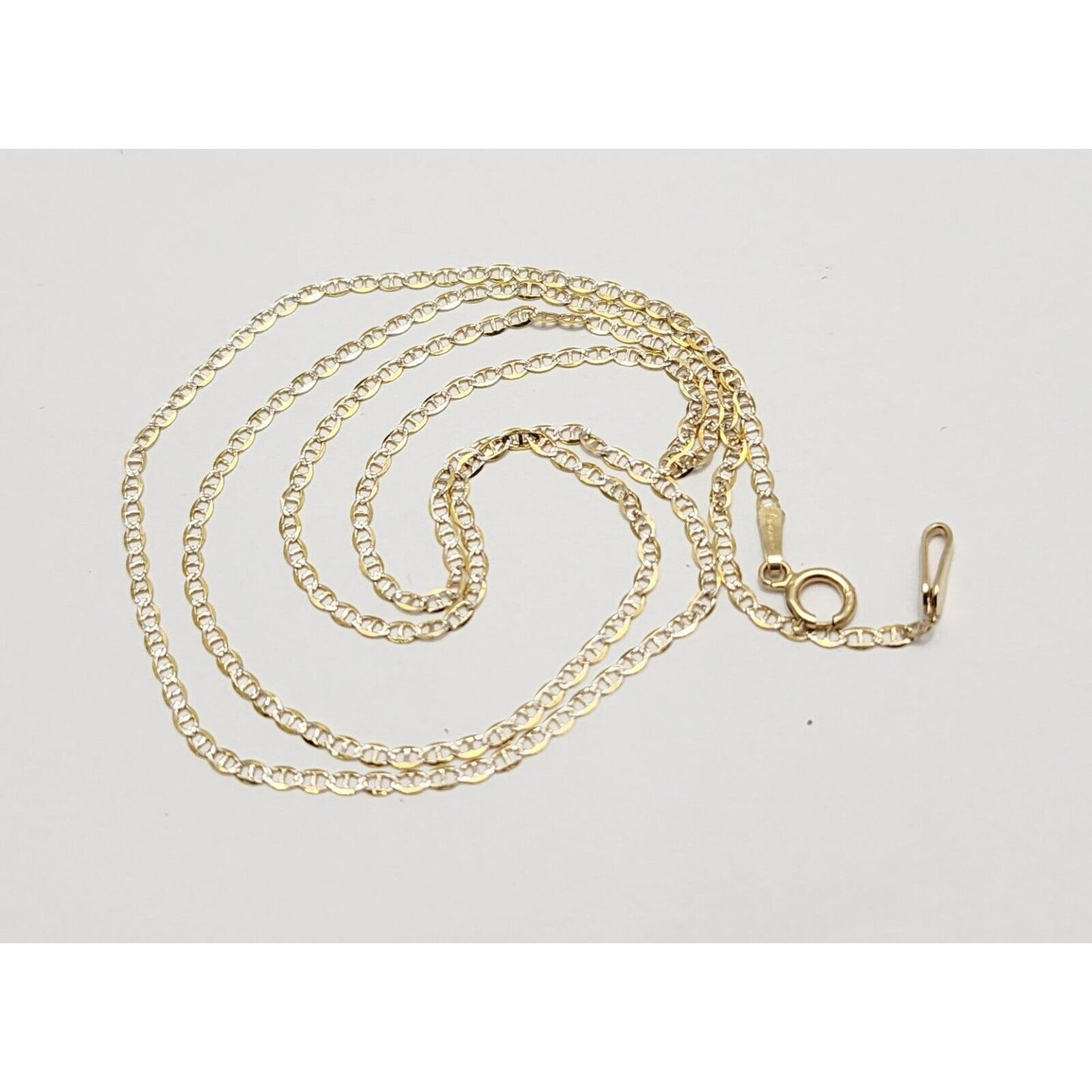 14K Two Tone Gold Diamond Cut Mariner Link Chain Necklace