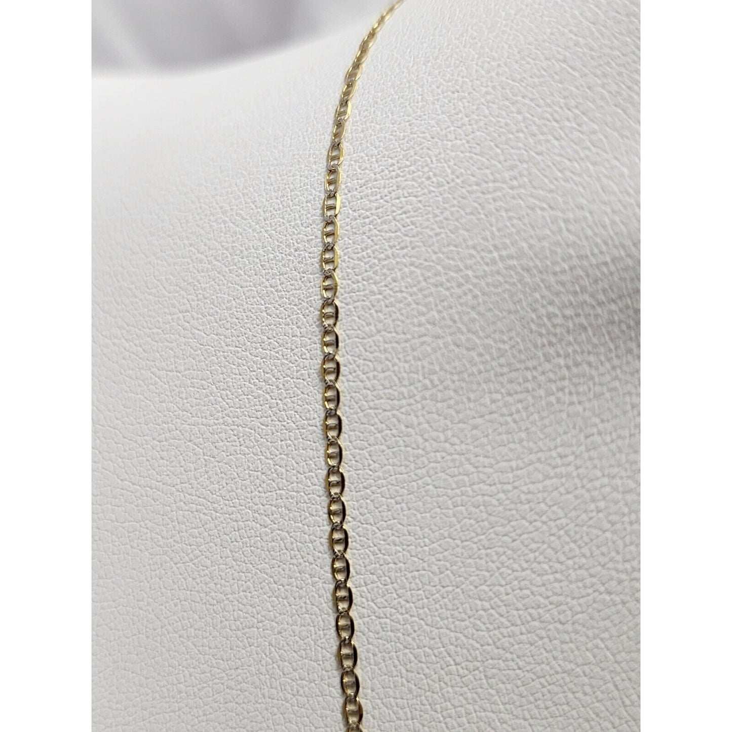 14K Two Tone Gold Diamond Cut Mariner Link Chain Necklace