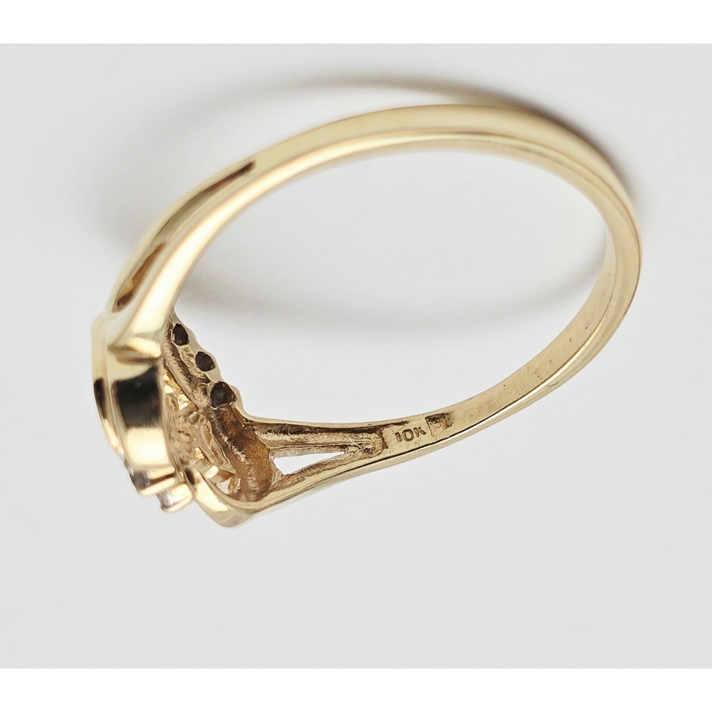 10K Yellow Gold Heart Shaped Initial Mom Diamond Ring