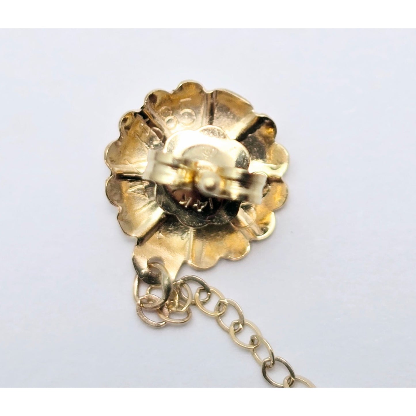 14K Yellow Gold Drop Dangle Bead Ball Pearl Stud Earrings
