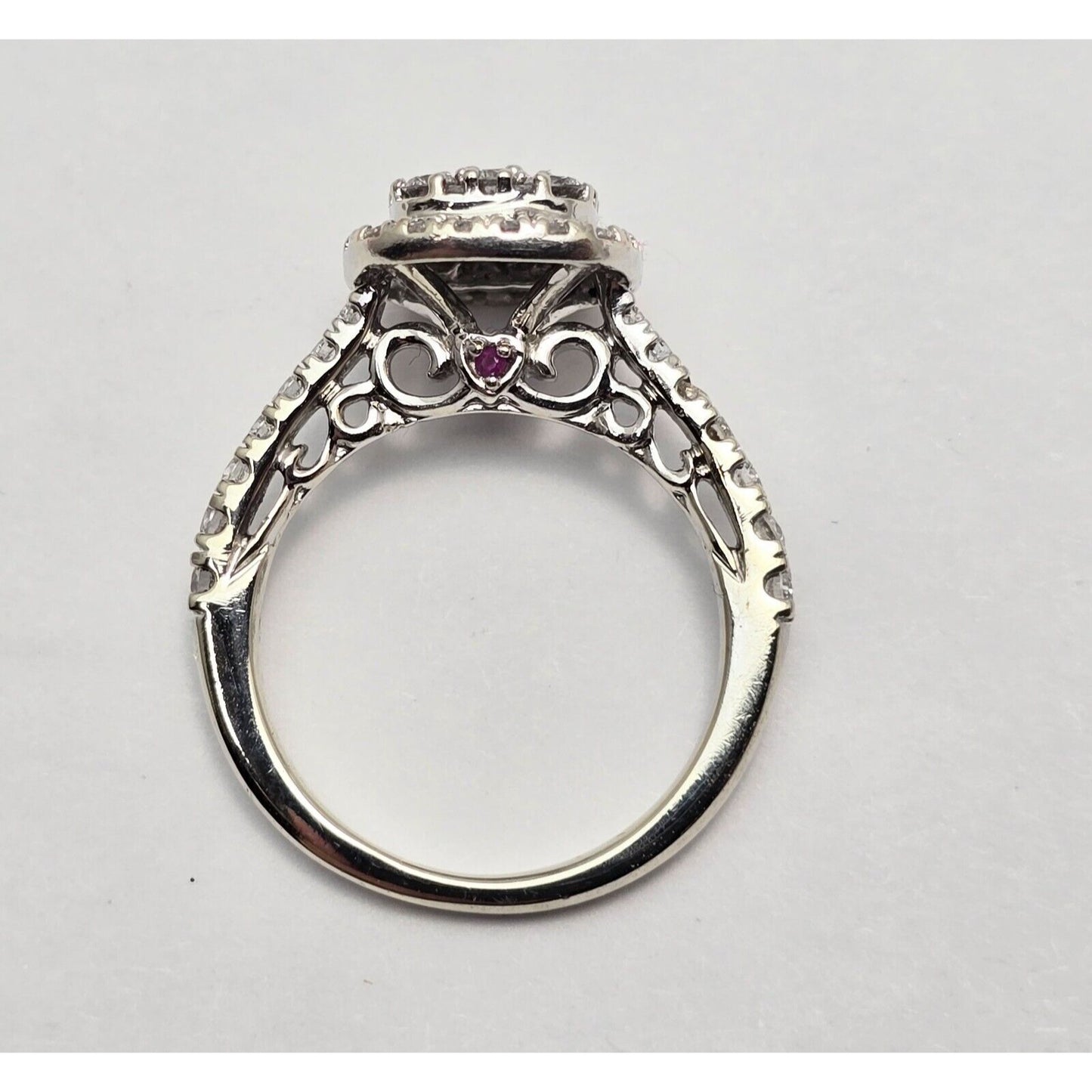 10K White Gold 0.75ct Round Cut Diamond Single Halo Engagement Ring