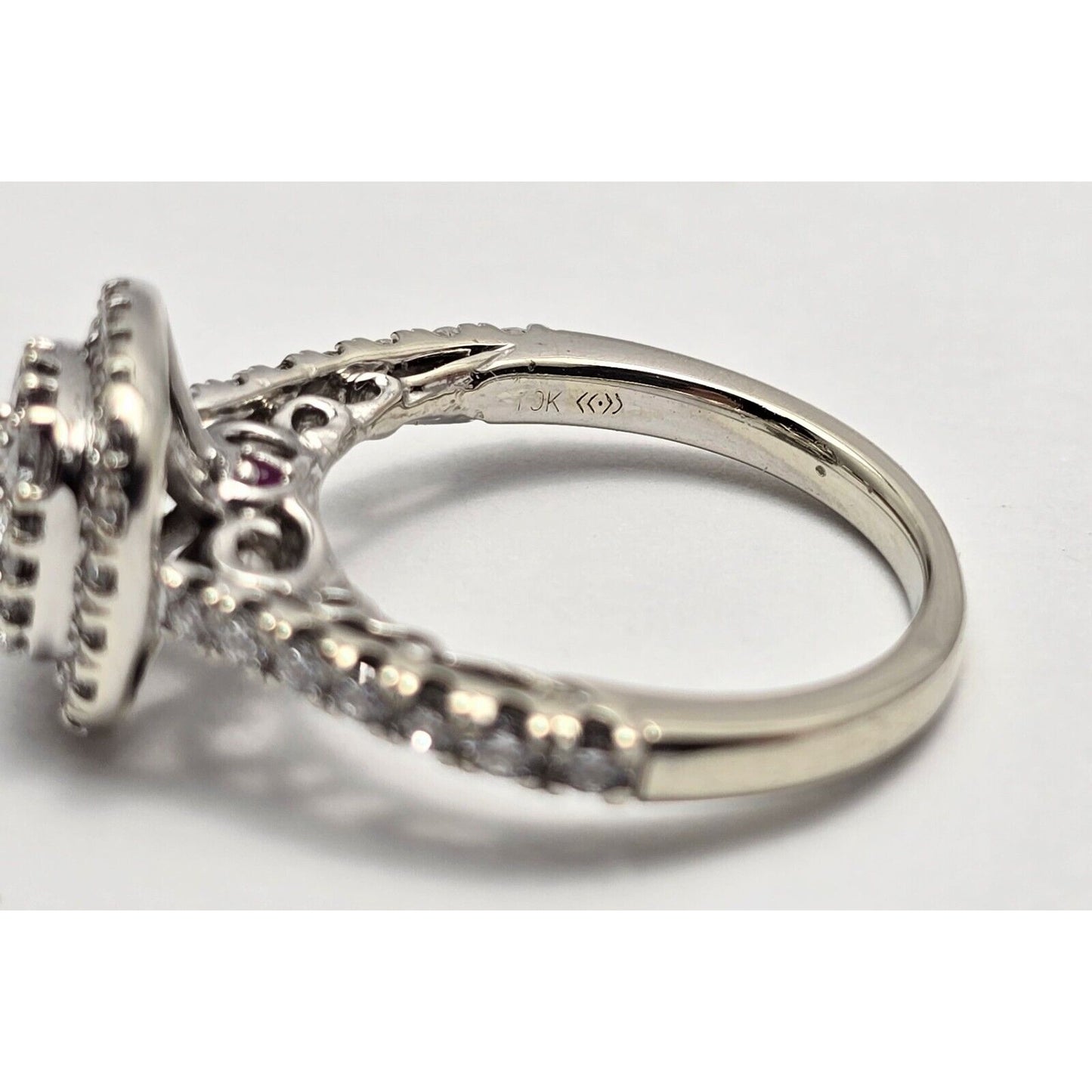 10K White Gold 0.75ct Round Cut Diamond Single Halo Engagement Ring