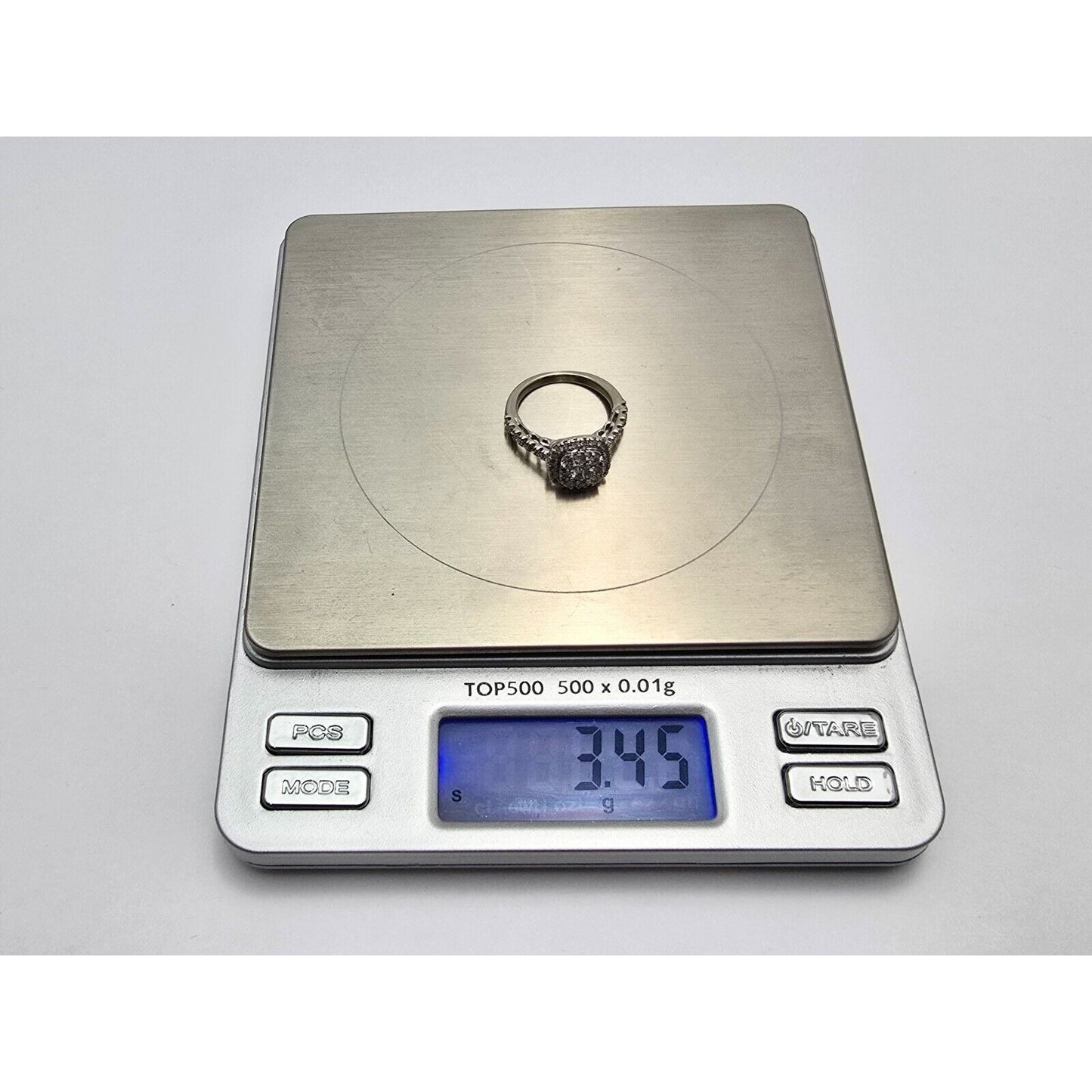 10K White Gold 0.75ct Round Cut Diamond Single Halo Engagement Ring