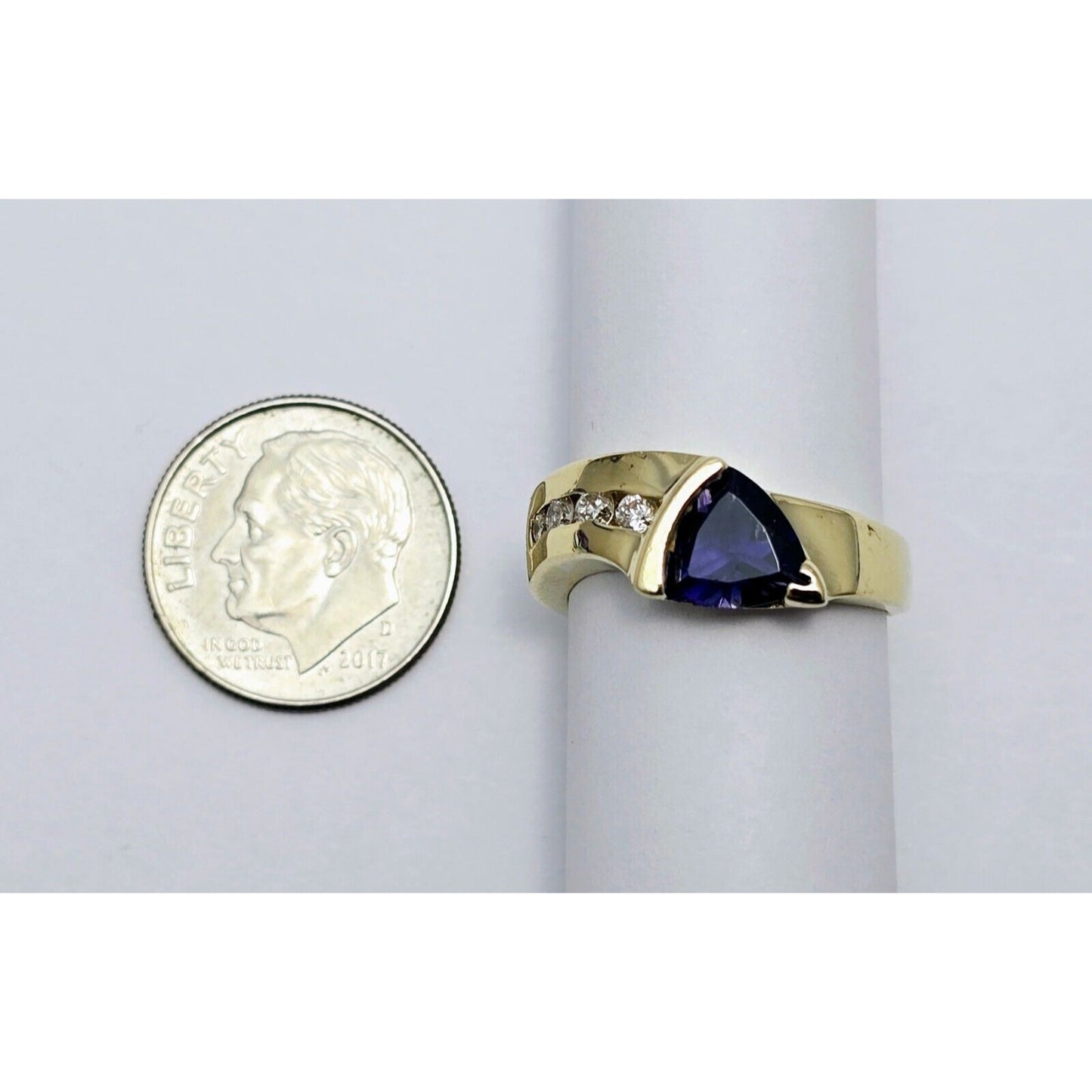 14K Yellow Gold Amethyst & Diamond Ring