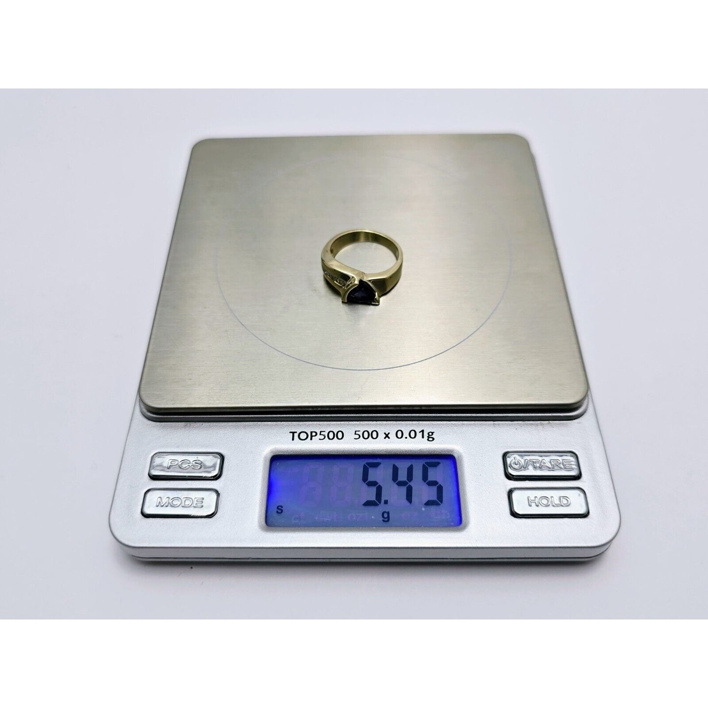 14K Yellow Gold Amethyst & Diamond Ring