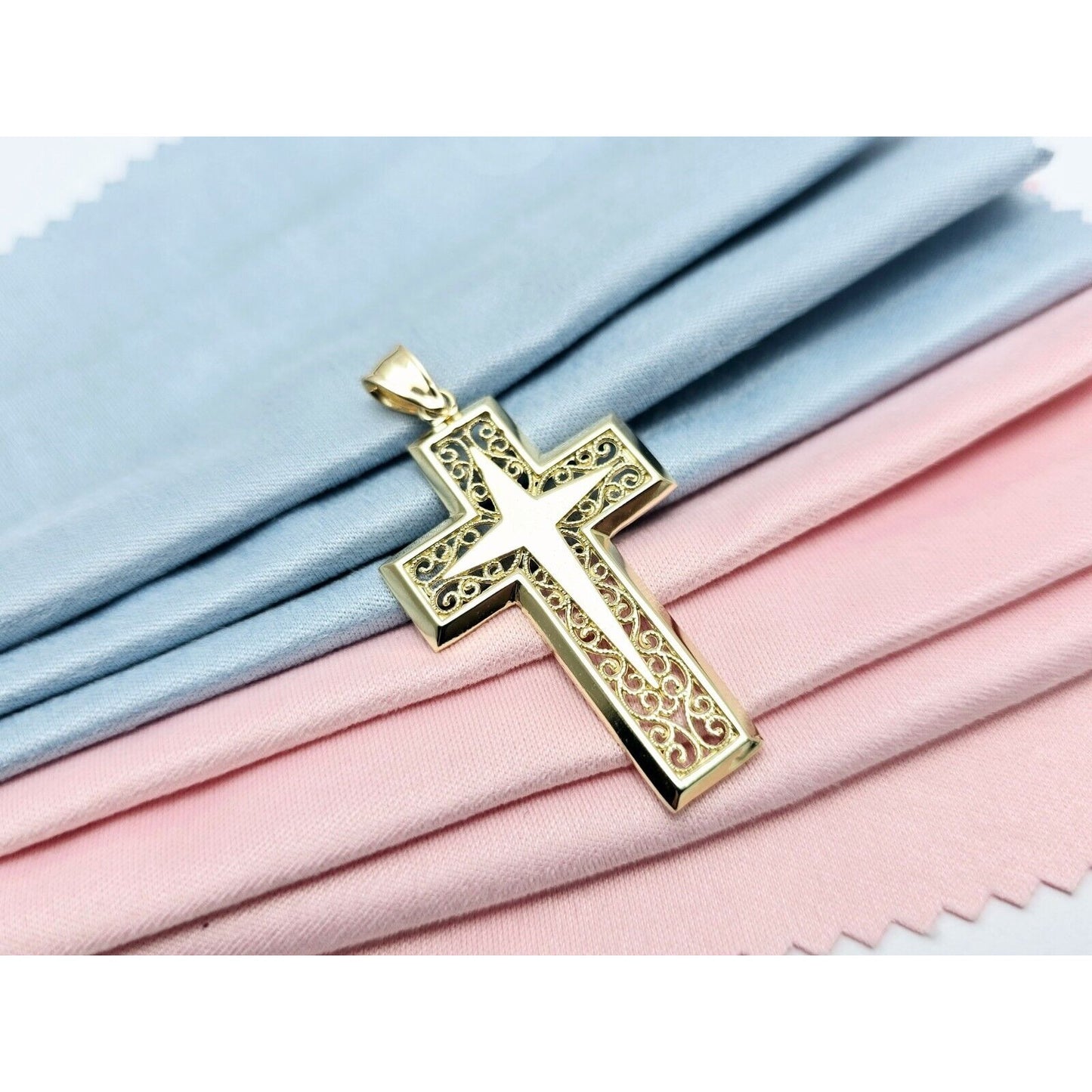 14K Yellow Gold Religious Cross Charm Pendant